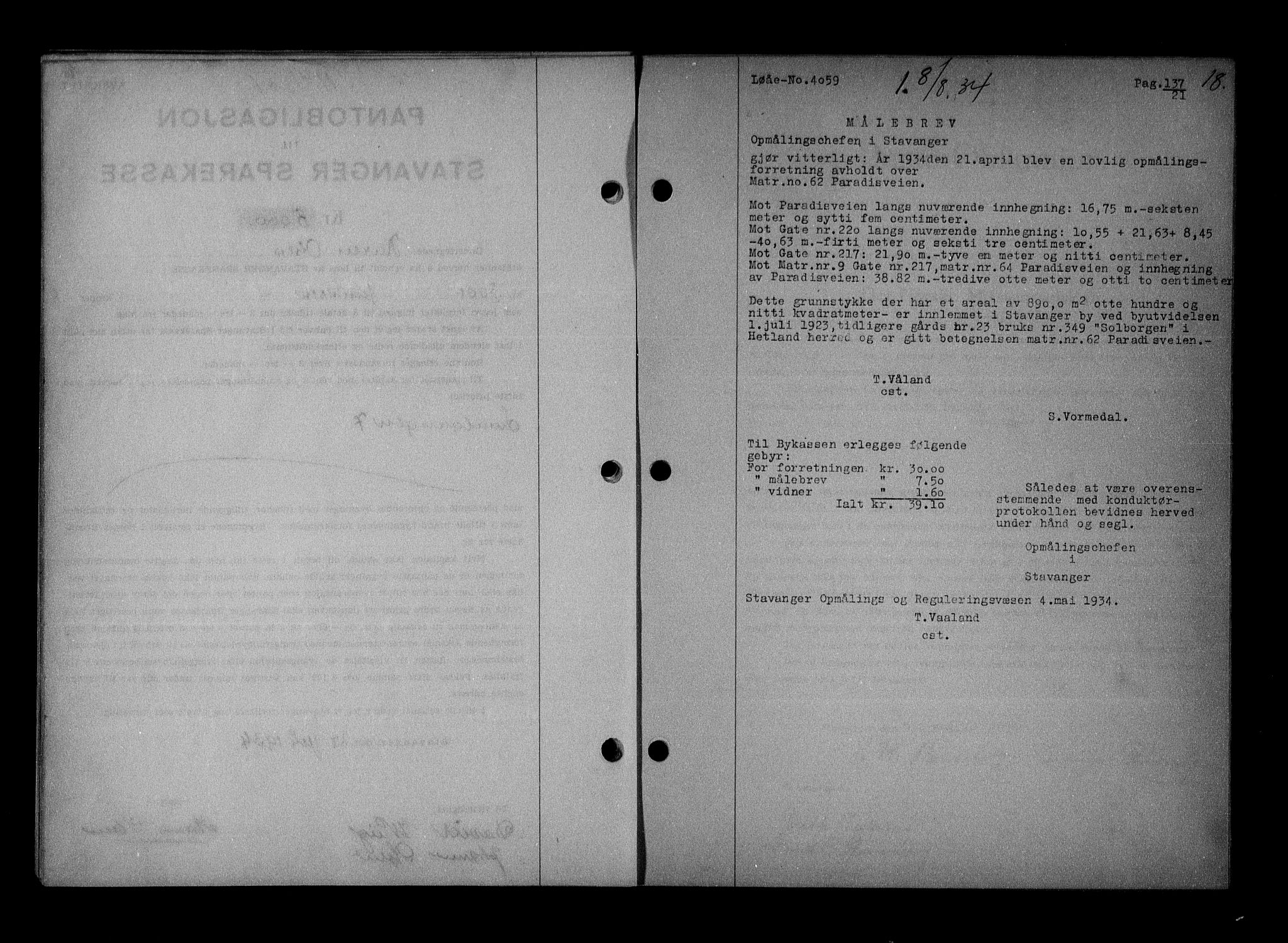 Stavanger byrett, AV/SAST-A-100455/001/4/41/410BB/L0007: Mortgage book no. 57, 1934-1934, Deed date: 08.08.1934