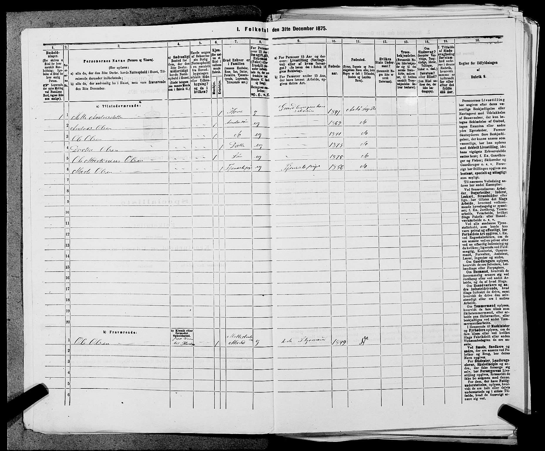 SAST, 1875 census for 1142P Rennesøy, 1875, p. 575