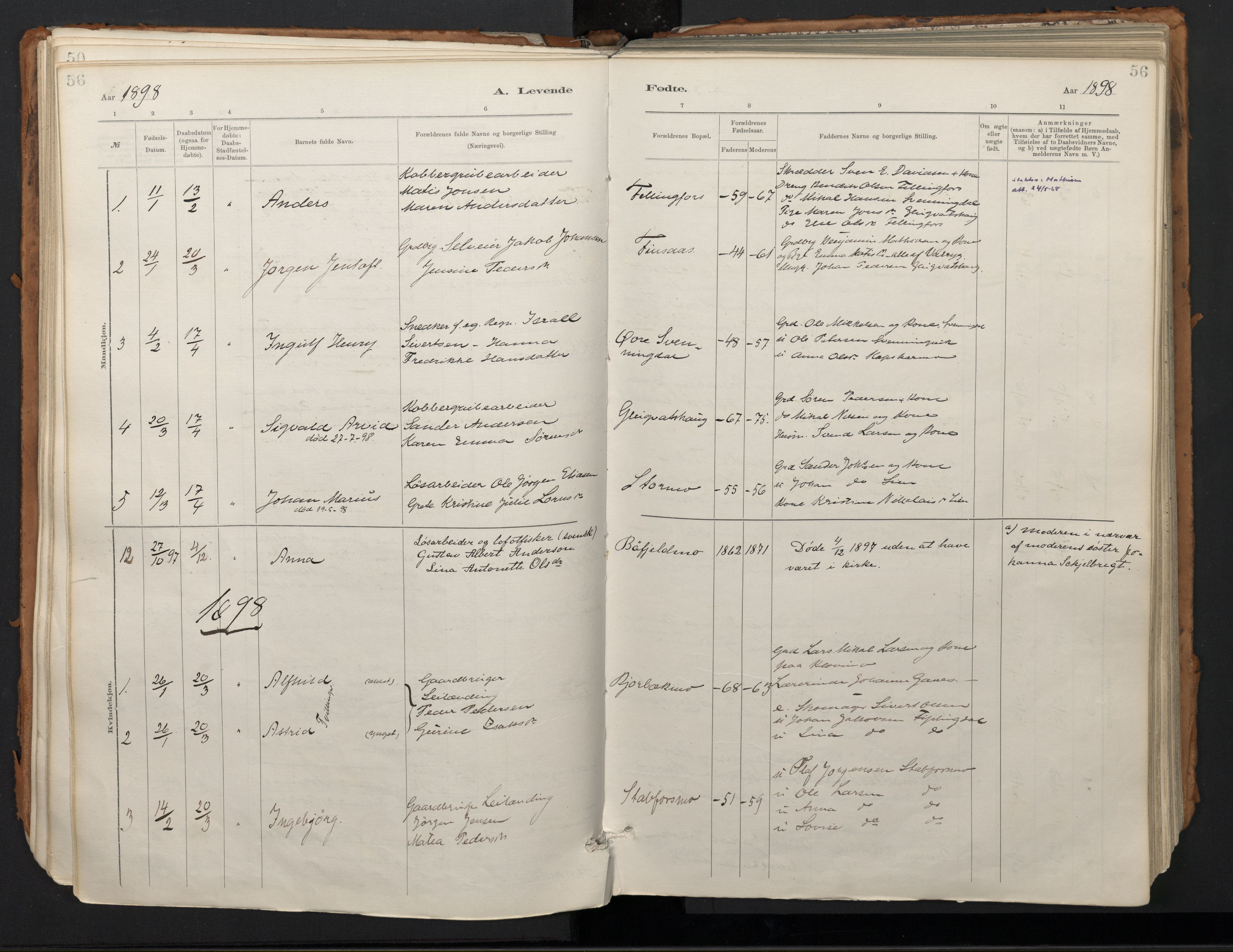 Ministerialprotokoller, klokkerbøker og fødselsregistre - Nordland, SAT/A-1459/824/L0338: Parish register (official) no. 824A01, 1880-1915, p. 56