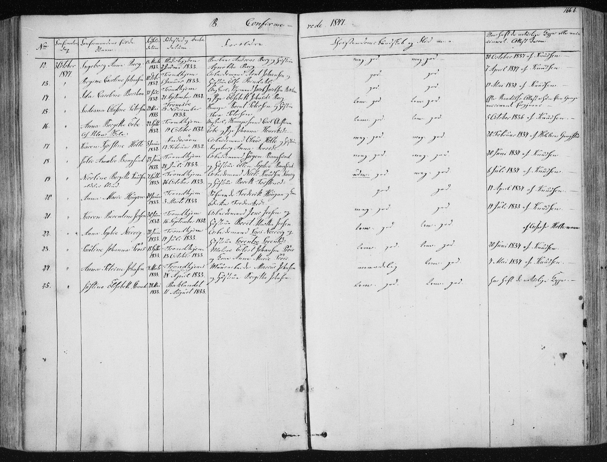 Ministerialprotokoller, klokkerbøker og fødselsregistre - Sør-Trøndelag, SAT/A-1456/602/L0110: Parish register (official) no. 602A08, 1840-1854, p. 166b