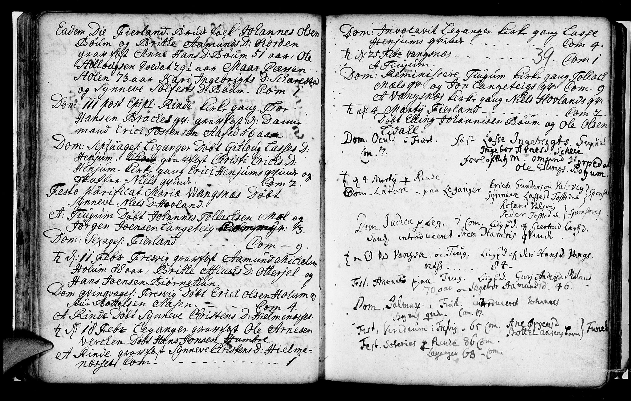 Leikanger sokneprestembete, AV/SAB-A-81001/H/Haa/Haaa/L0002: Parish register (official) no. A 2, 1735-1756, p. 39