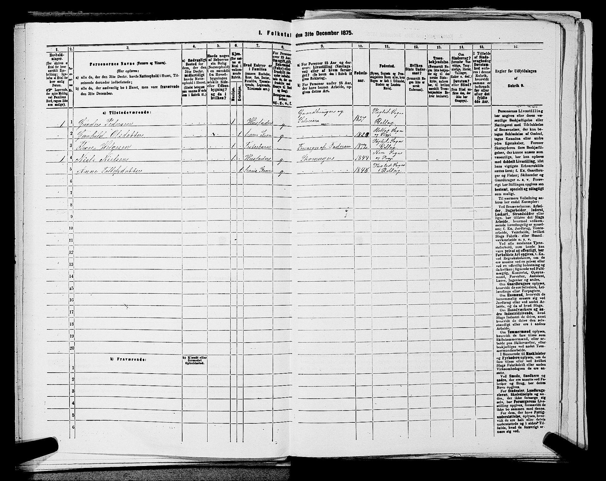 SAKO, 1875 census for 0632P Rollag, 1875, p. 121