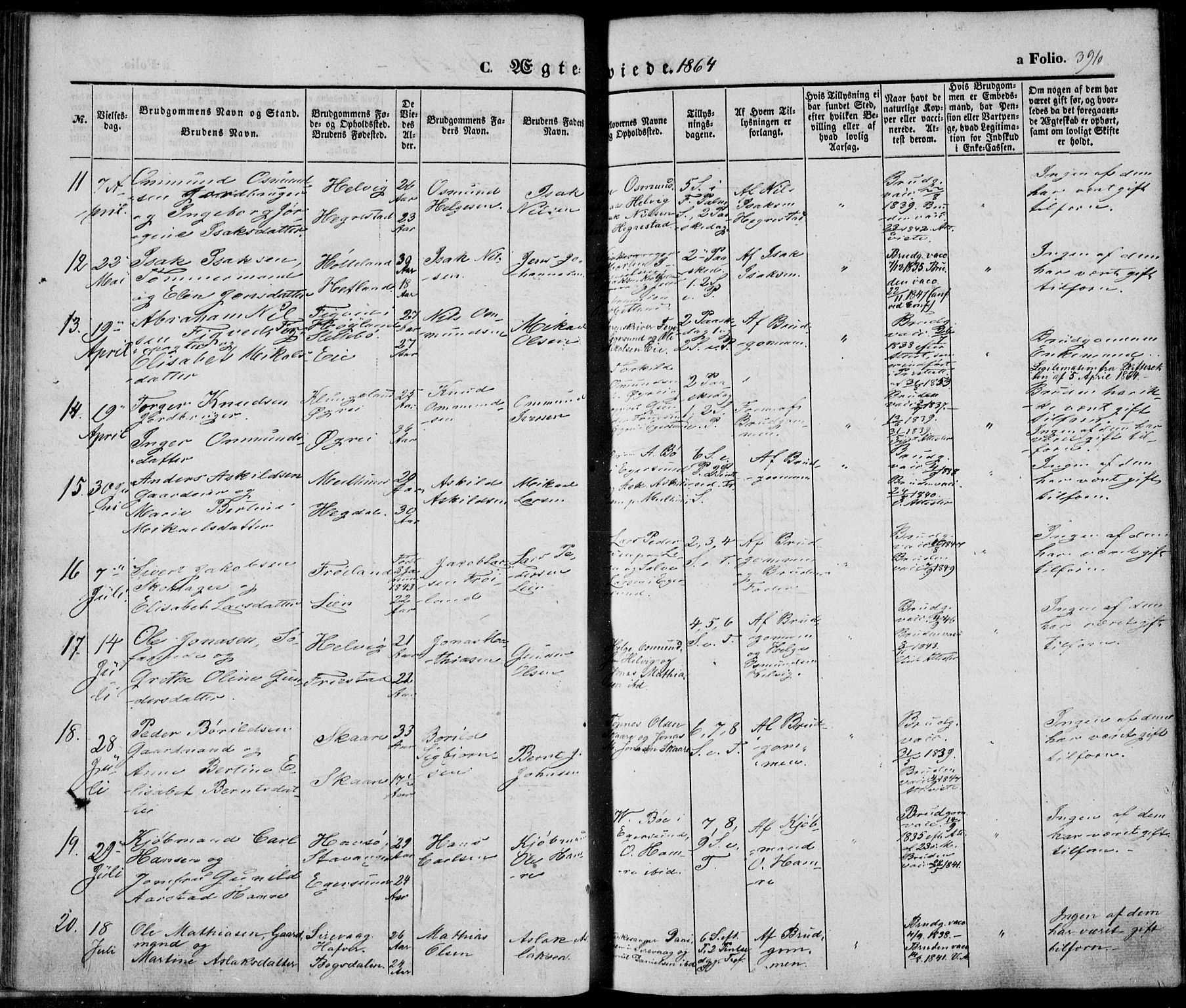 Eigersund sokneprestkontor, AV/SAST-A-101807/S08/L0013: Parish register (official) no. A 12.2, 1850-1865, p. 396