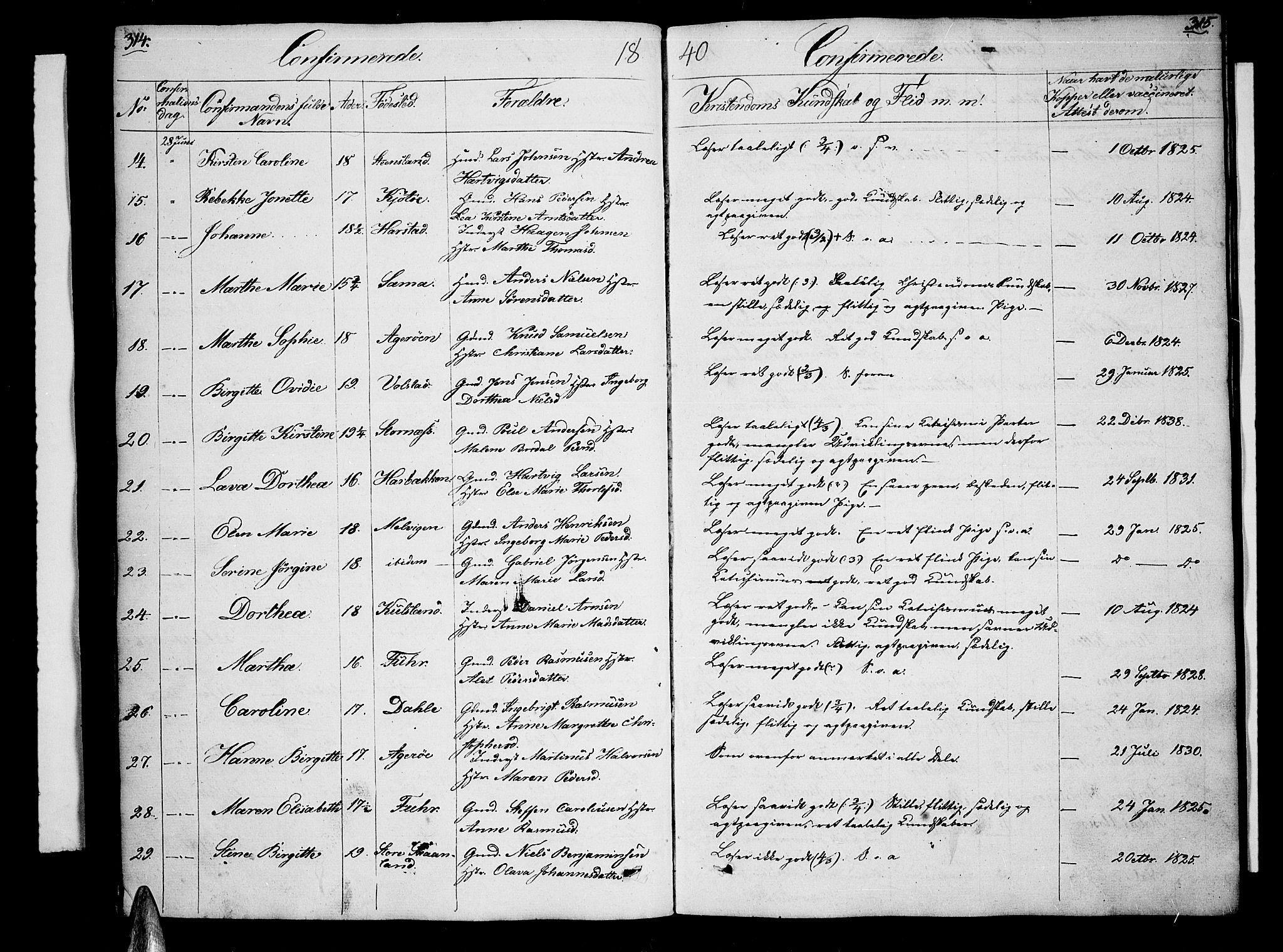 Trondenes sokneprestkontor, SATØ/S-1319/H/Hb/L0005klokker: Parish register (copy) no. 5, 1834-1845, p. 314-315