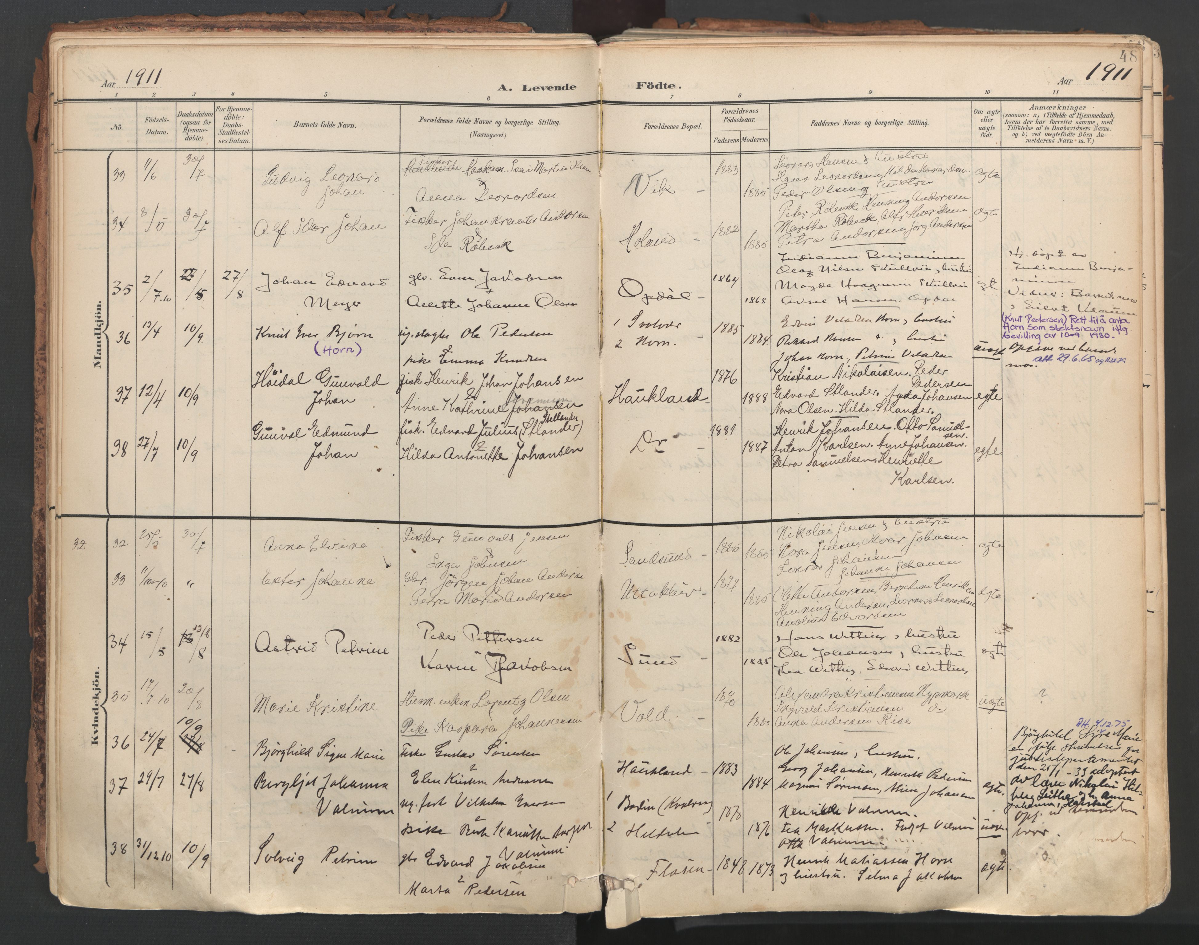 Ministerialprotokoller, klokkerbøker og fødselsregistre - Nordland, AV/SAT-A-1459/881/L1154: Parish register (official) no. 881A07, 1907-1918, p. 48