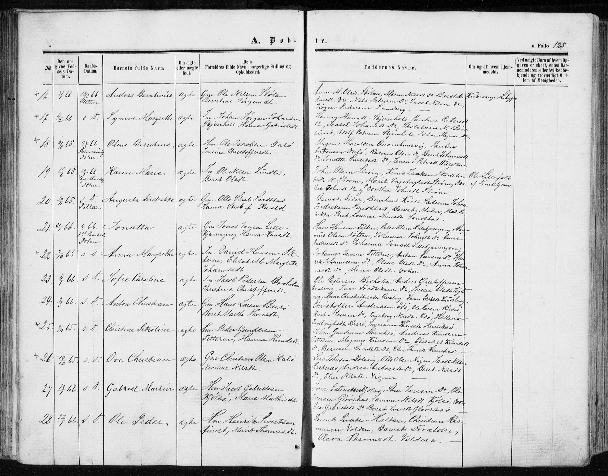 Ministerialprotokoller, klokkerbøker og fødselsregistre - Sør-Trøndelag, AV/SAT-A-1456/634/L0531: Parish register (official) no. 634A07, 1861-1870, p. 125