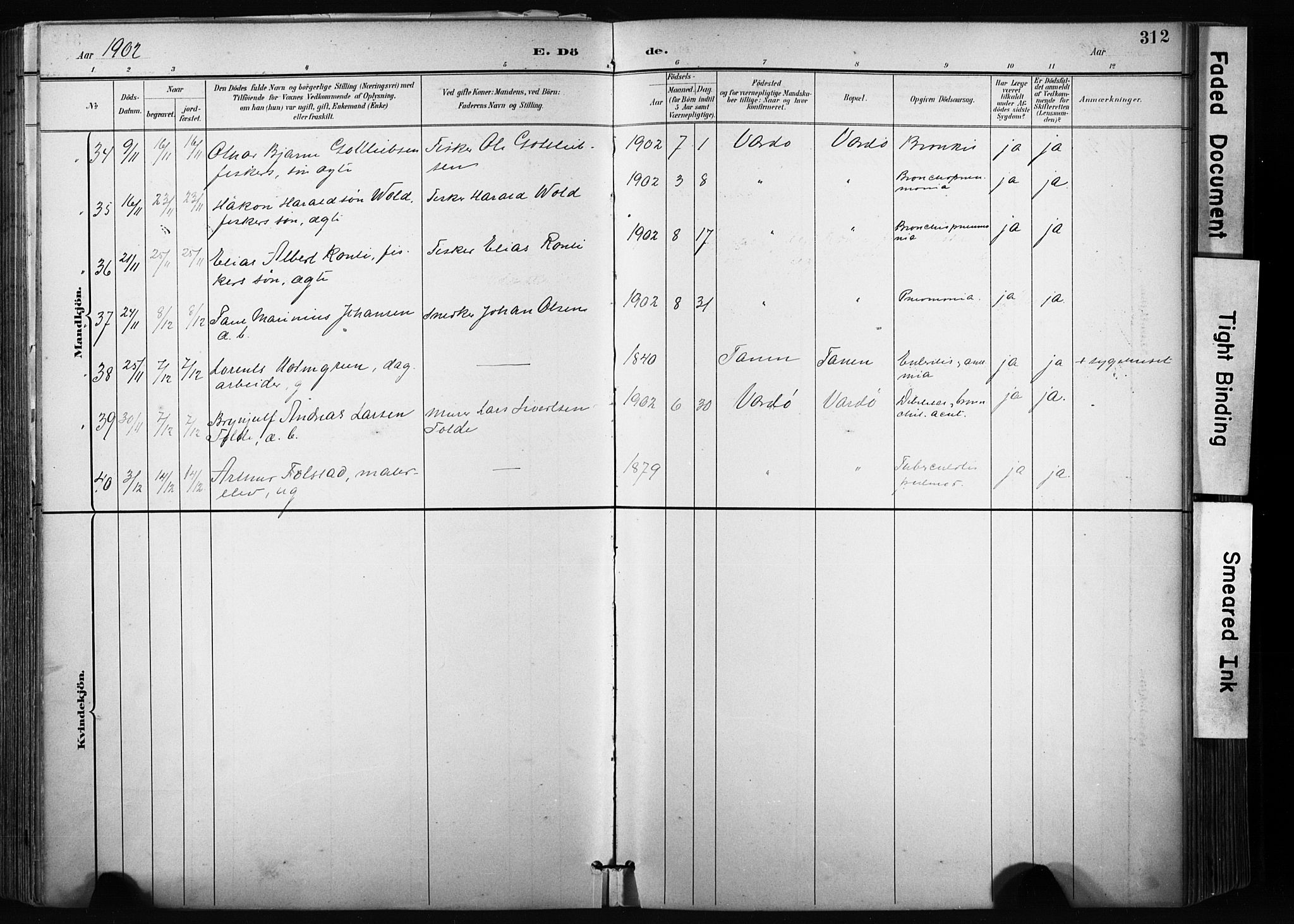 Vardø sokneprestkontor, SATØ/S-1332/H/Ha/L0010kirke: Parish register (official) no. 10, 1895-1907, p. 312