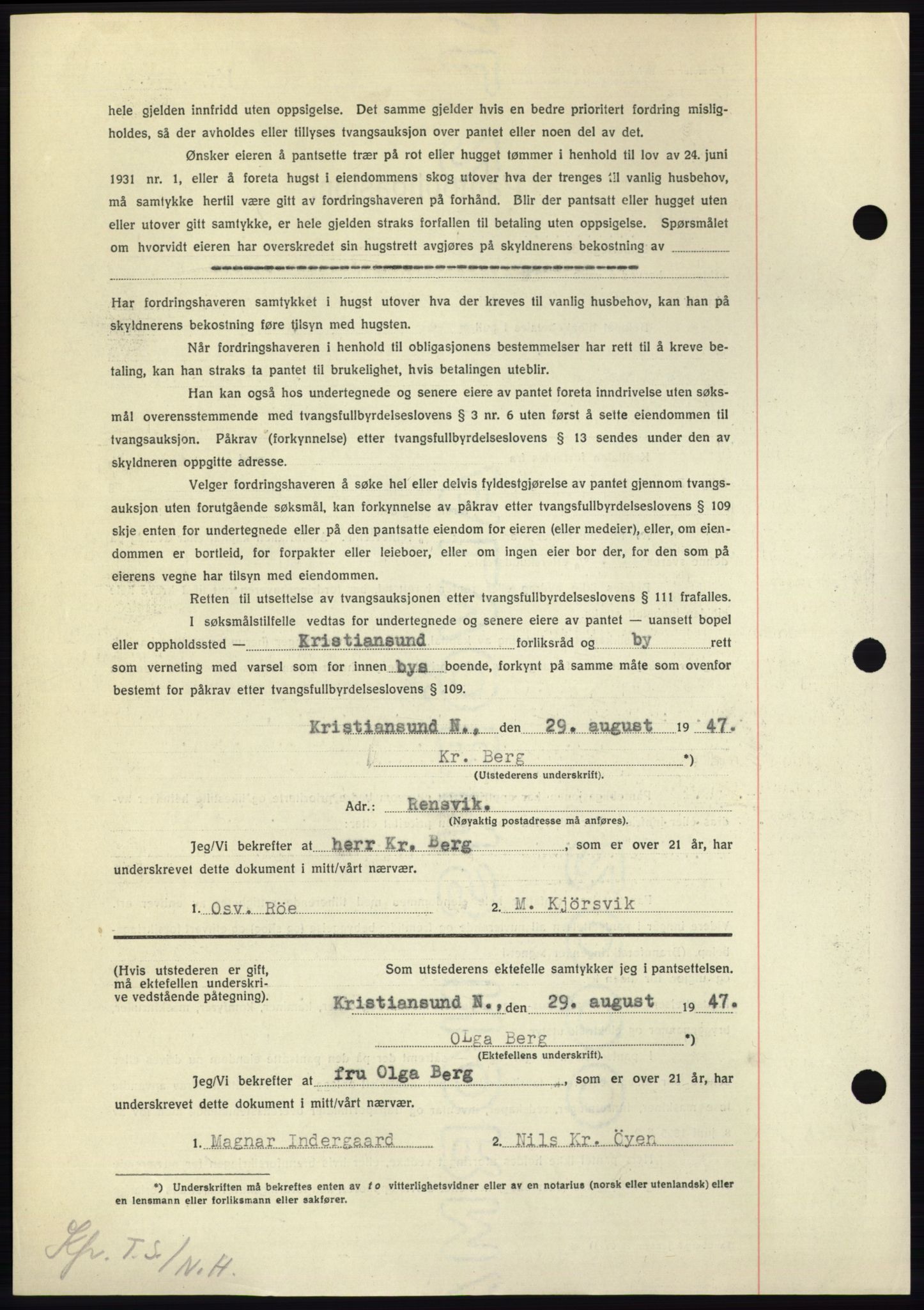 Nordmøre sorenskriveri, AV/SAT-A-4132/1/2/2Ca: Mortgage book no. B97, 1947-1948, Diary no: : 2529/1947