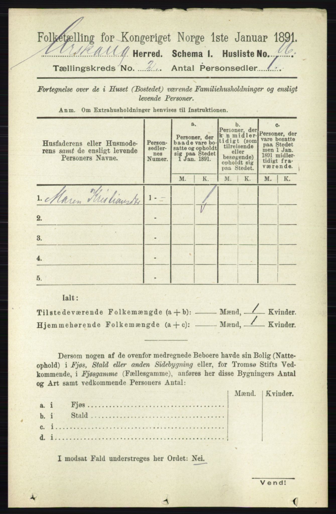 RA, 1891 census for 0224 Aurskog, 1891, p. 178