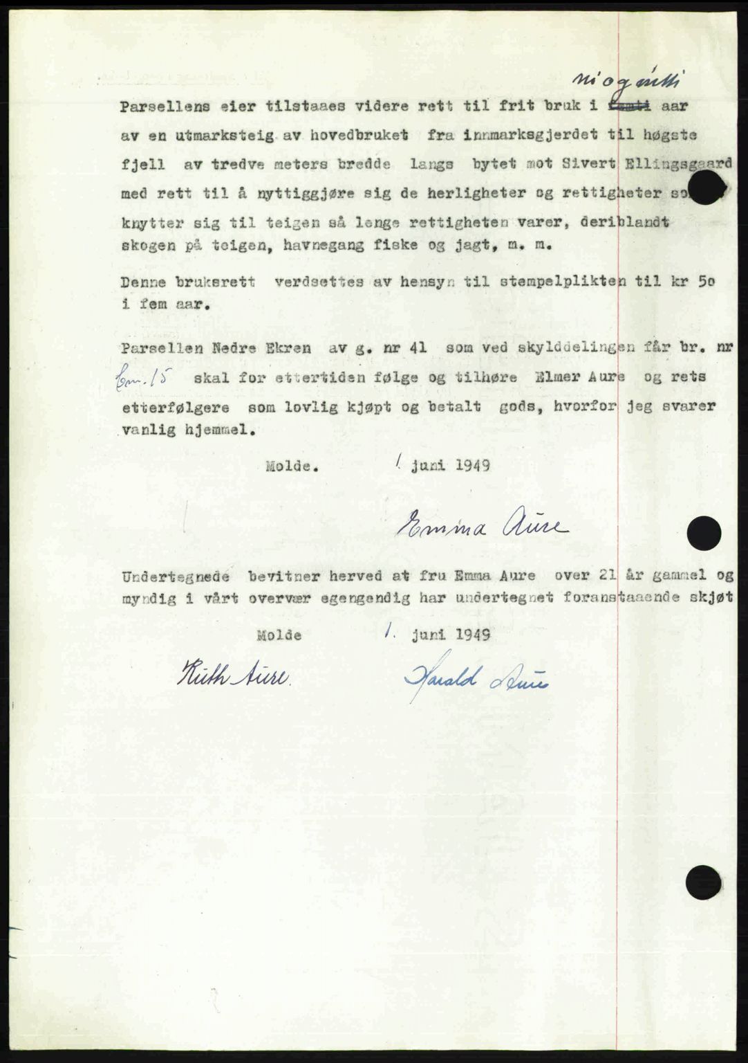 Romsdal sorenskriveri, AV/SAT-A-4149/1/2/2C: Mortgage book no. A29, 1949-1949, Diary no: : 1512/1949