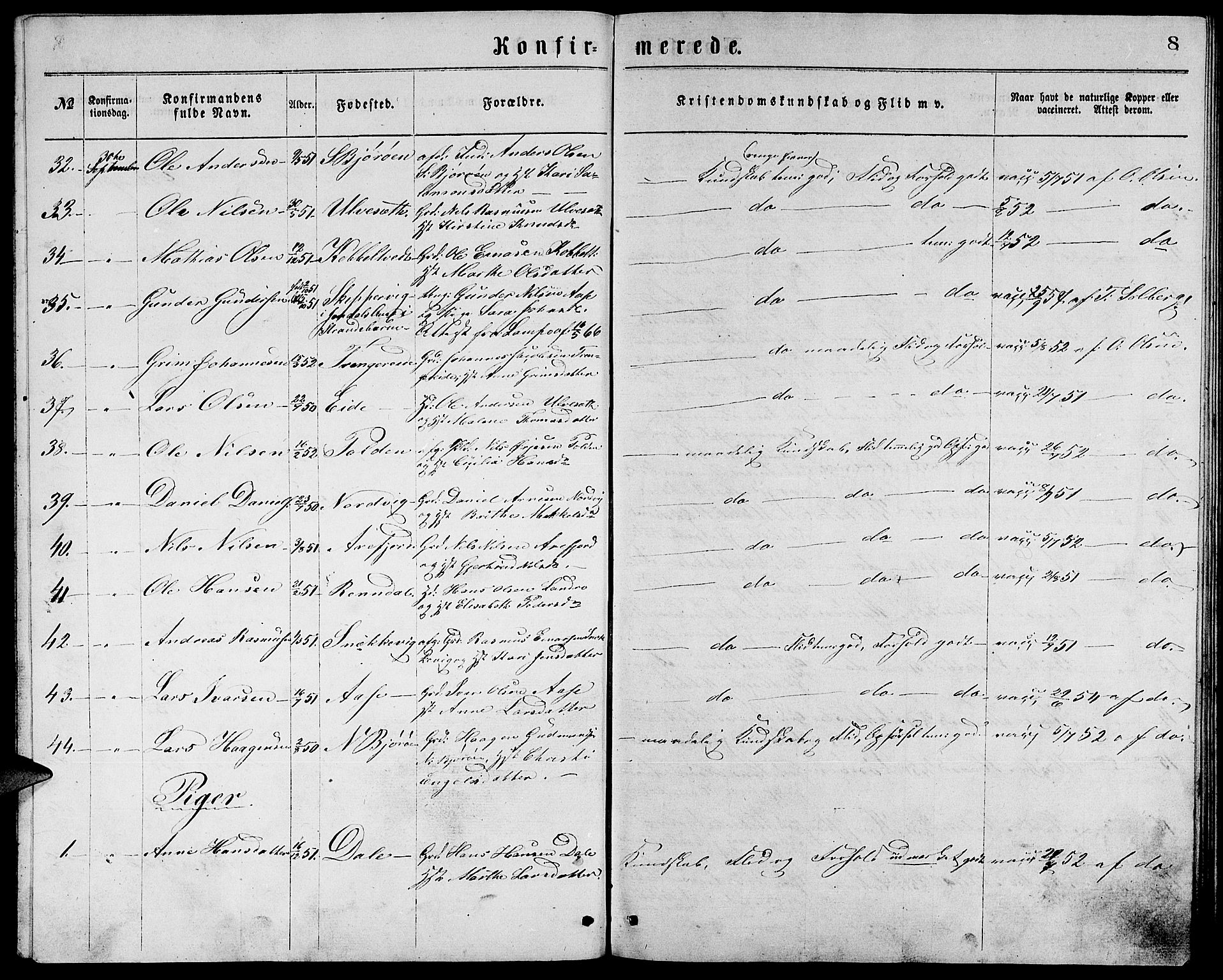 Fjell sokneprestembete, SAB/A-75301/H/Hab: Parish register (copy) no. A 3, 1866-1879, p. 8