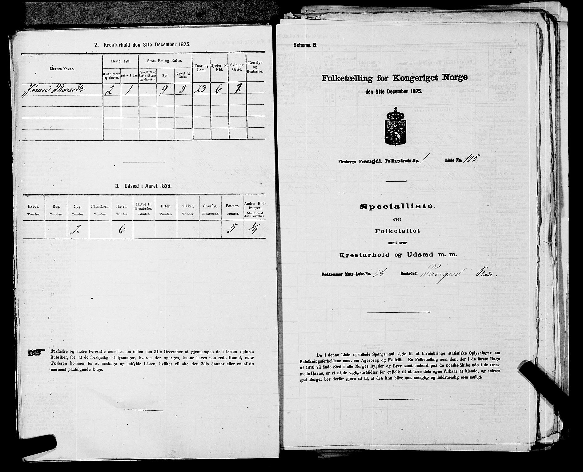 SAKO, 1875 census for 0631P Flesberg, 1875, p. 269