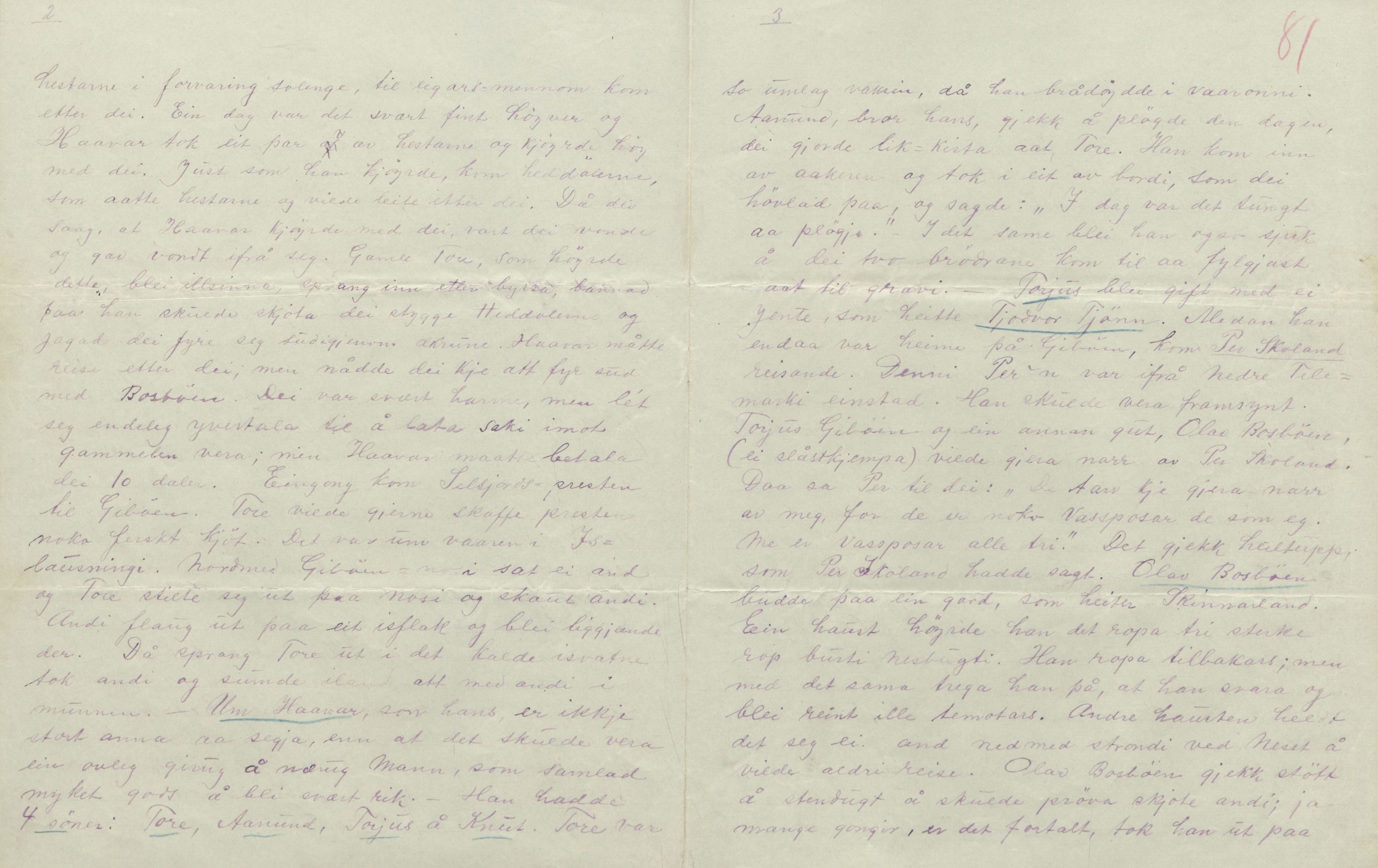 Rikard Berge, TEMU/TGM-A-1003/F/L0004/0053: 101-159 / 157 Manuskript, notatar, brev o.a. Nokre leiker, manuskript, 1906-1908, p. 80-81