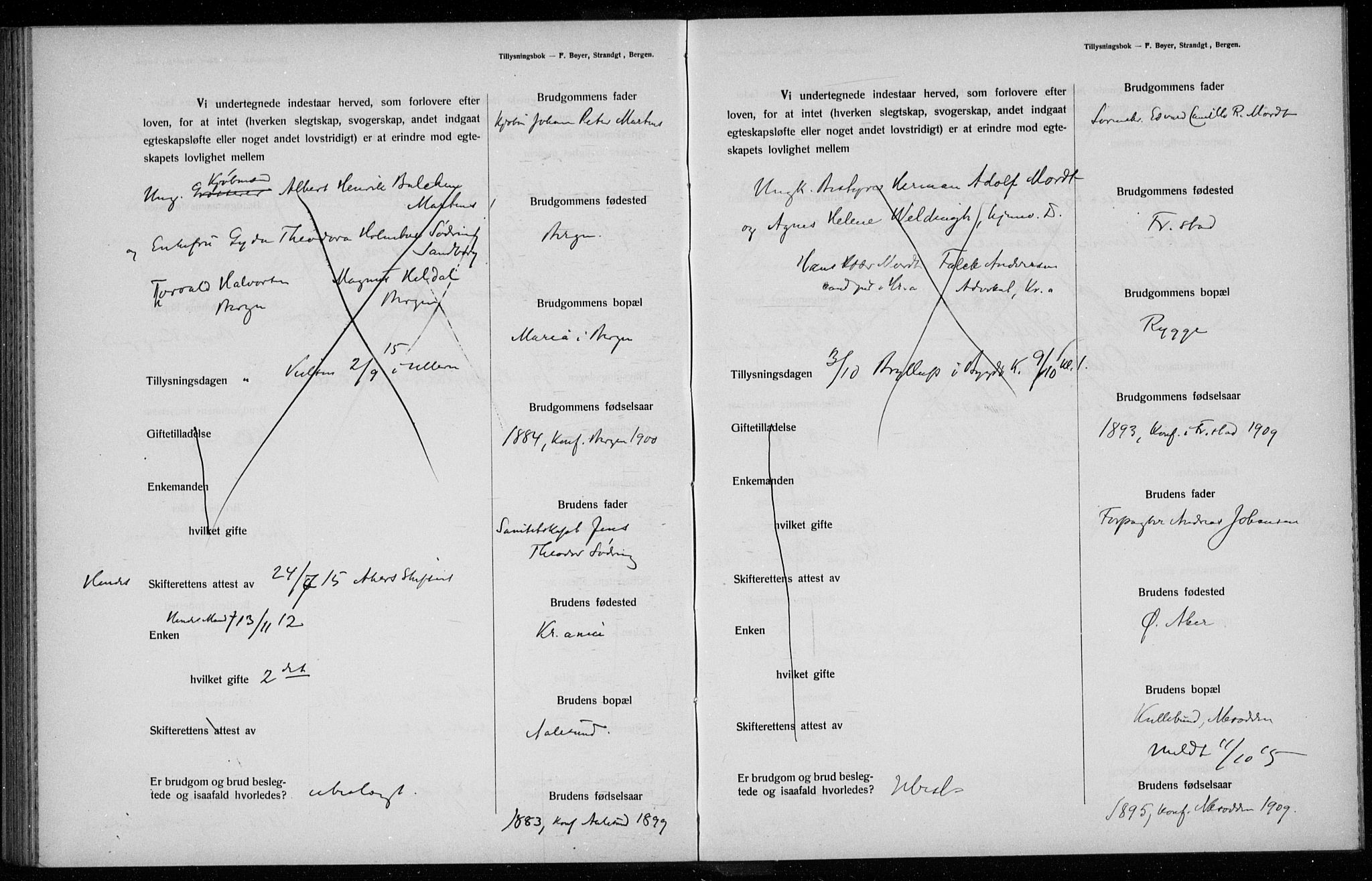 Ullern prestekontor Kirkebøker, AV/SAO-A-10740/H/L0001: Banns register no. 1, 1911-1916