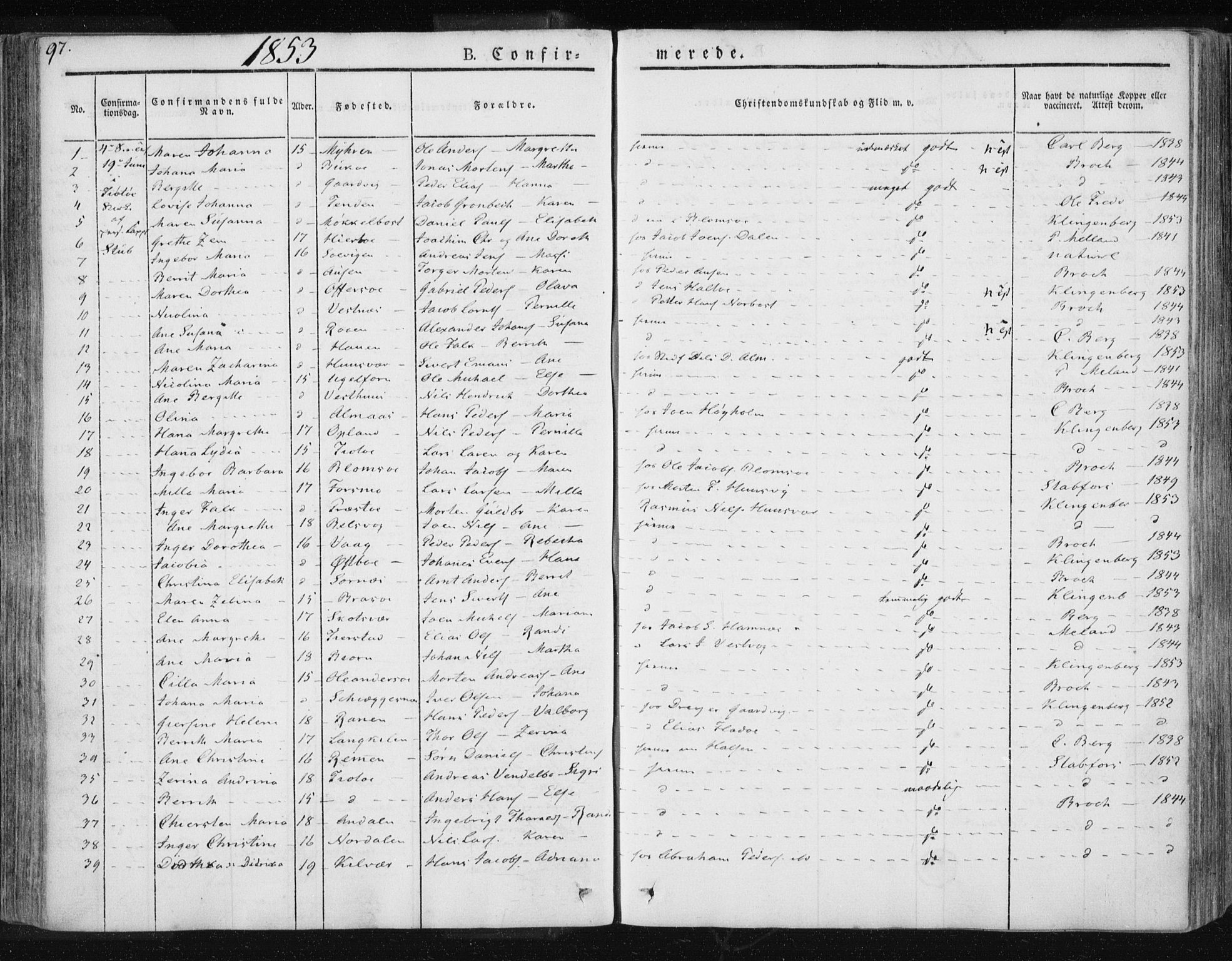 Ministerialprotokoller, klokkerbøker og fødselsregistre - Nordland, SAT/A-1459/830/L0447: Parish register (official) no. 830A11, 1831-1854, p. 97