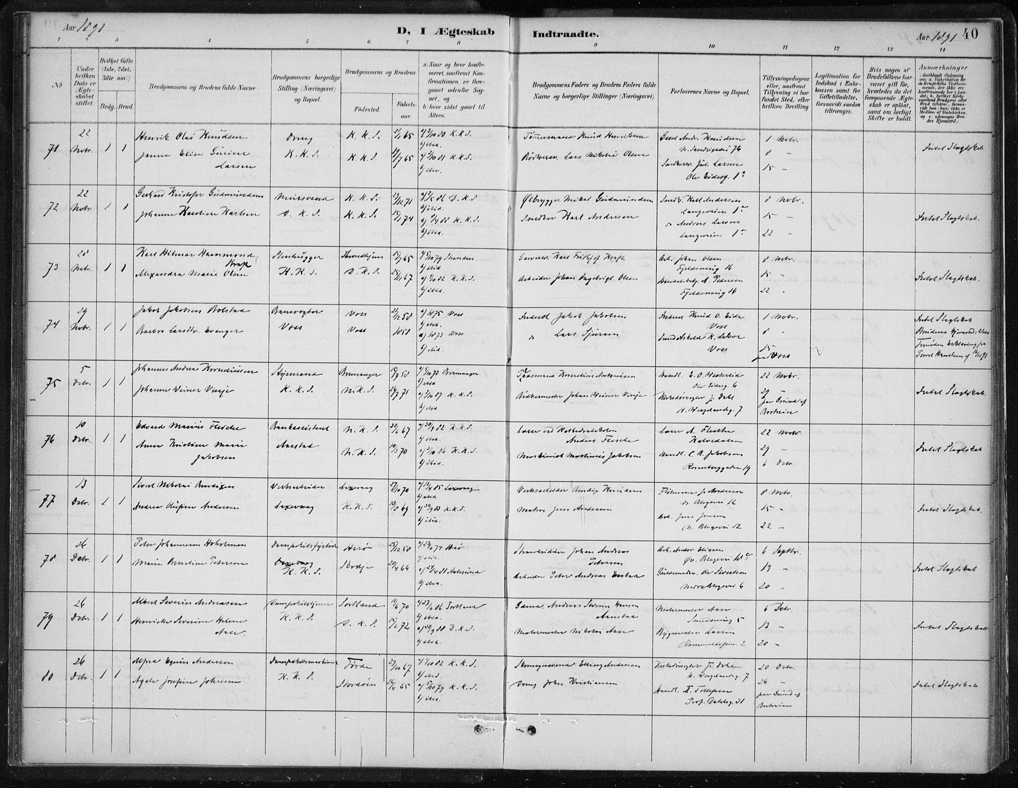 Korskirken sokneprestembete, AV/SAB-A-76101/H/Hab: Parish register (copy) no. D 3, 1887-1906, p. 40