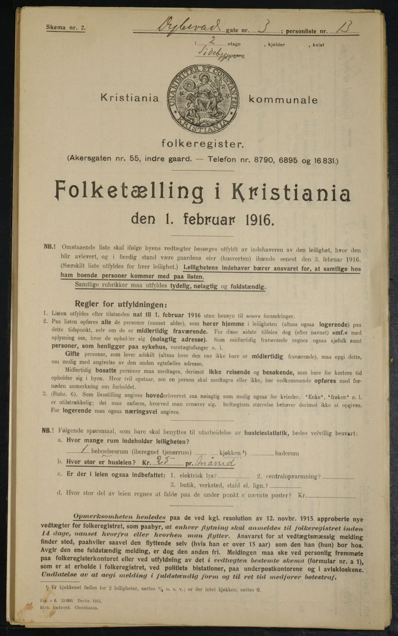 OBA, Municipal Census 1916 for Kristiania, 1916, p. 17546