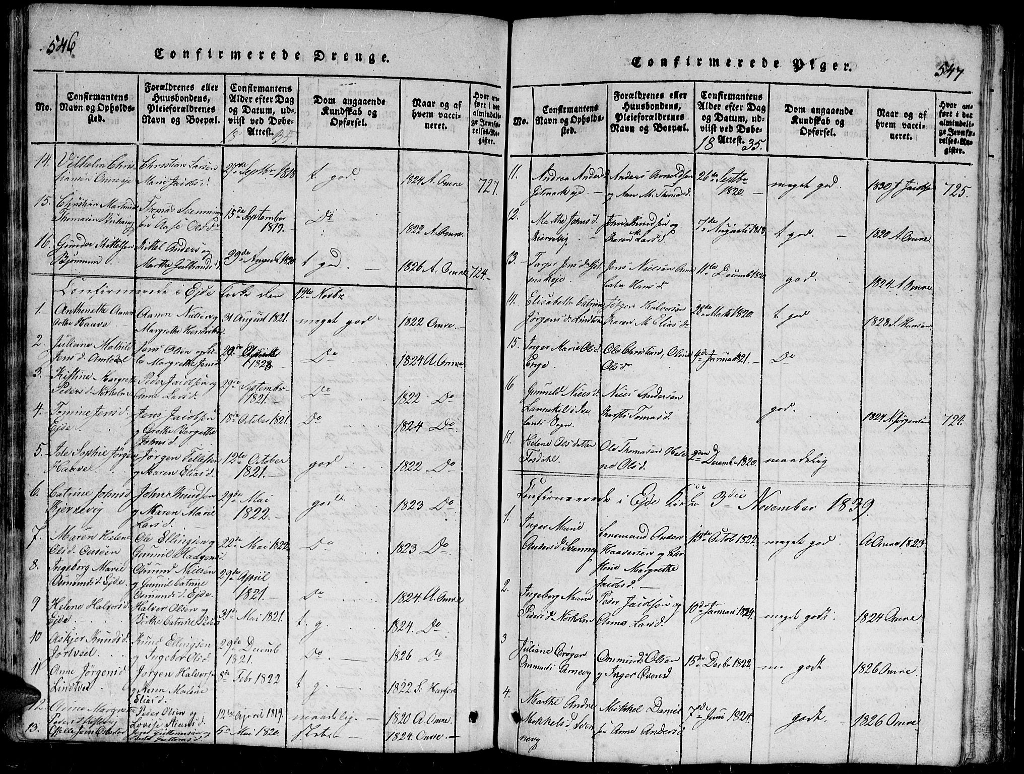 Hommedal sokneprestkontor, AV/SAK-1111-0023/F/Fb/Fbb/L0003: Parish register (copy) no. B 3 /2, 1816-1850, p. 546-547