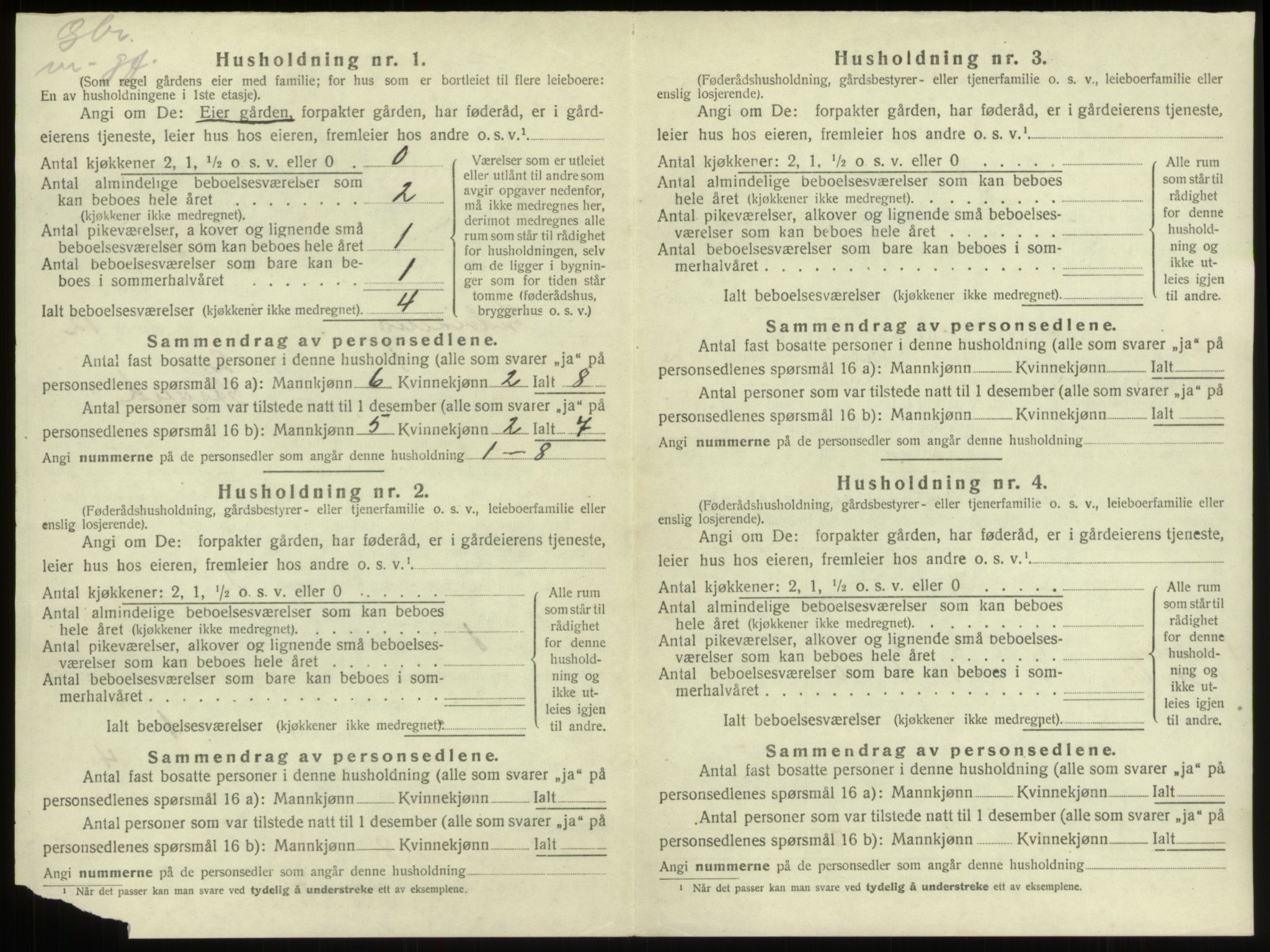 SAB, 1920 census for Innvik, 1920, p. 697