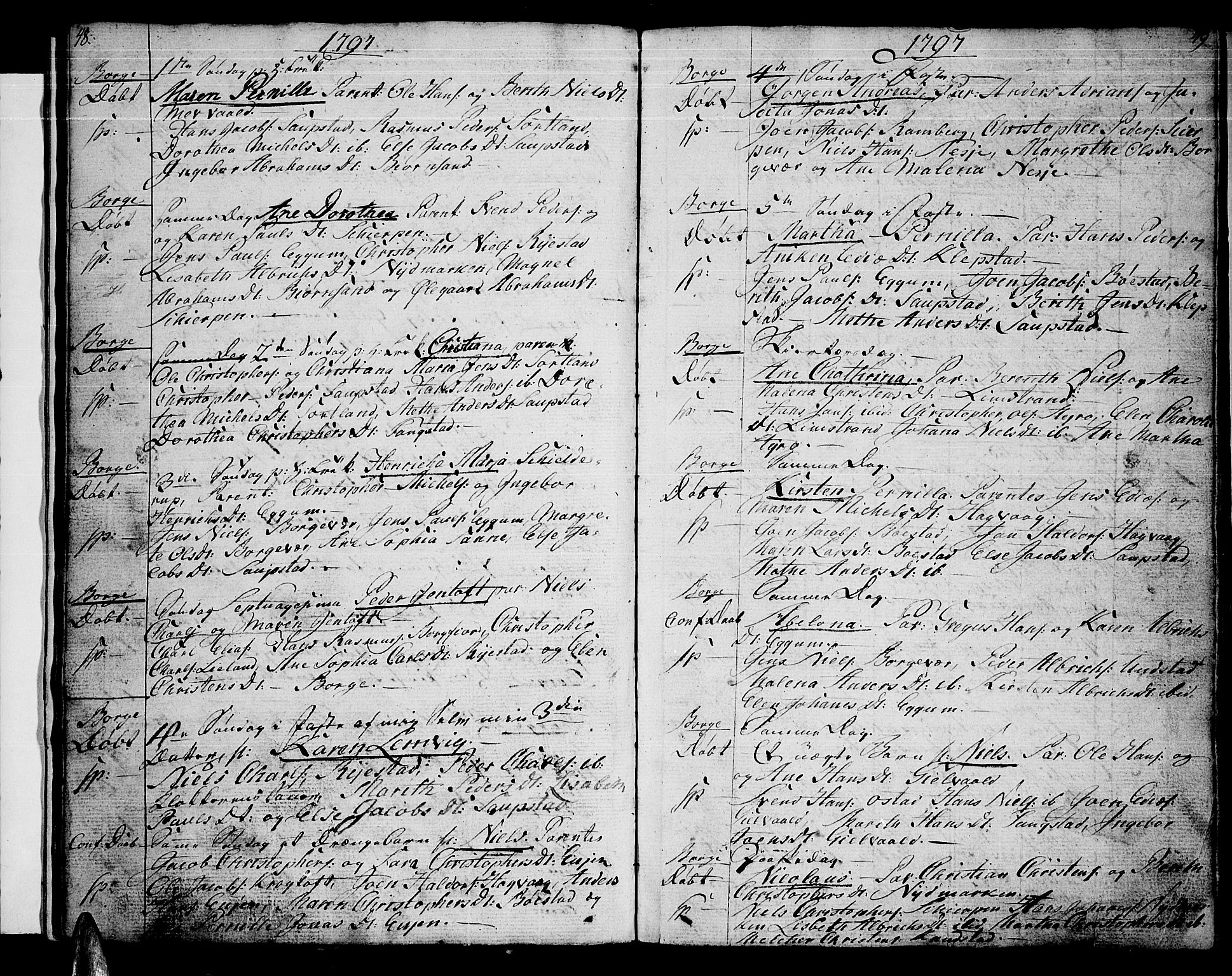 Ministerialprotokoller, klokkerbøker og fødselsregistre - Nordland, SAT/A-1459/880/L1129: Parish register (official) no. 880A03, 1796-1821, p. 48-49