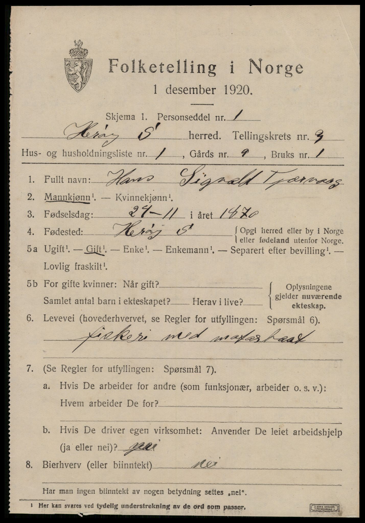 SAT, 1920 census for Herøy (MR), 1920, p. 2325