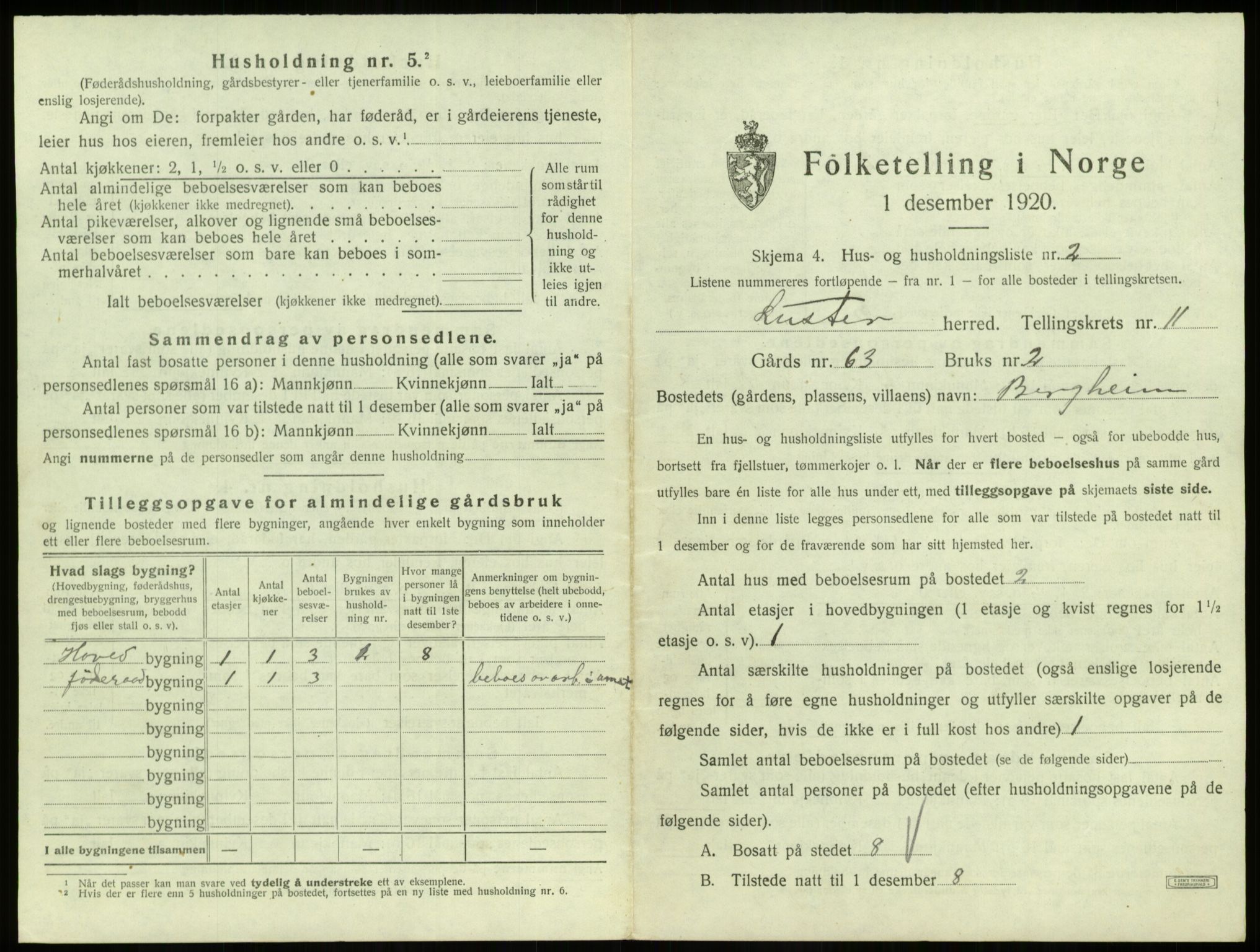 SAB, 1920 census for Luster, 1920, p. 1000