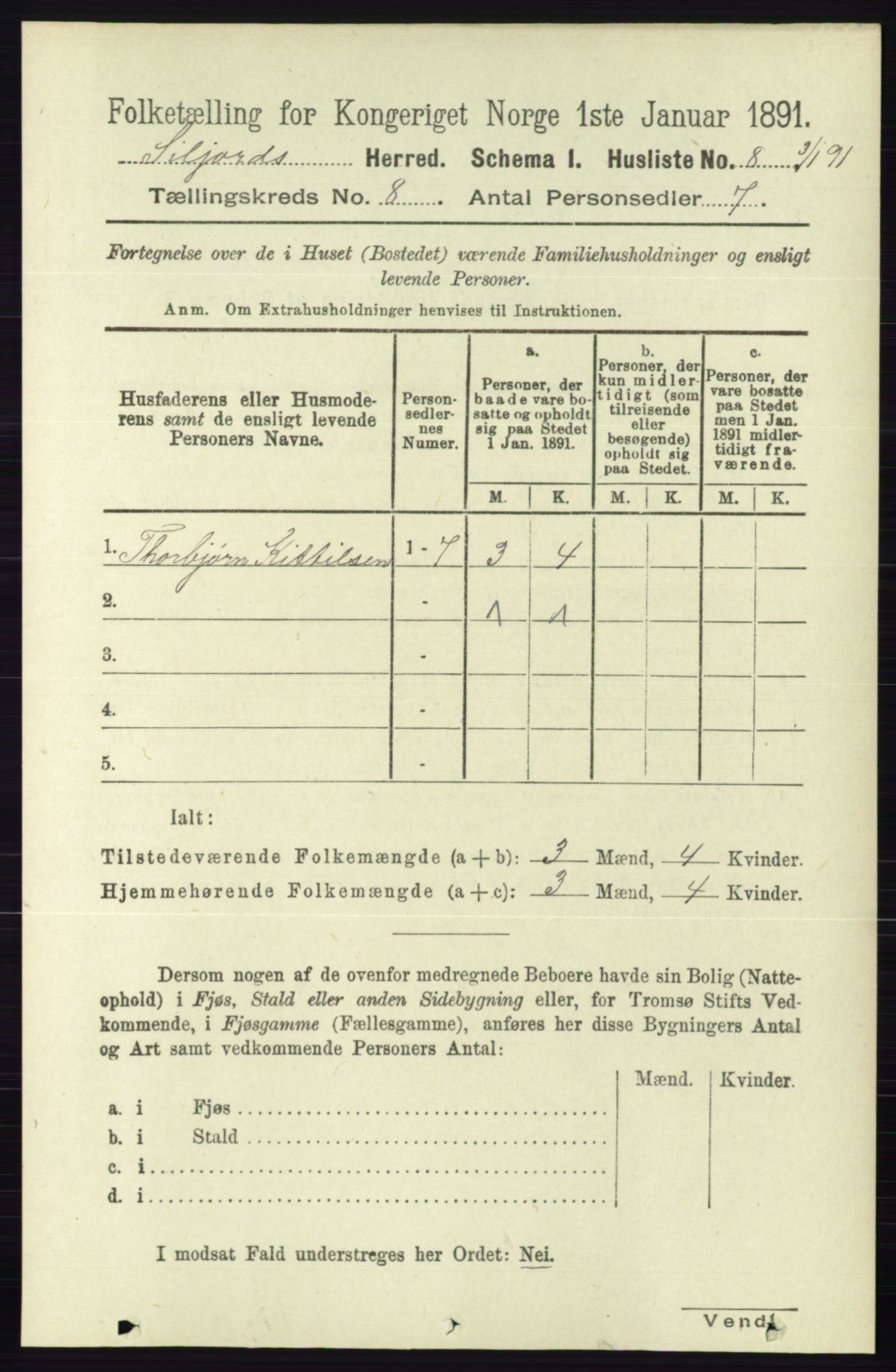 RA, 1891 census for 0828 Seljord, 1891, p. 2830