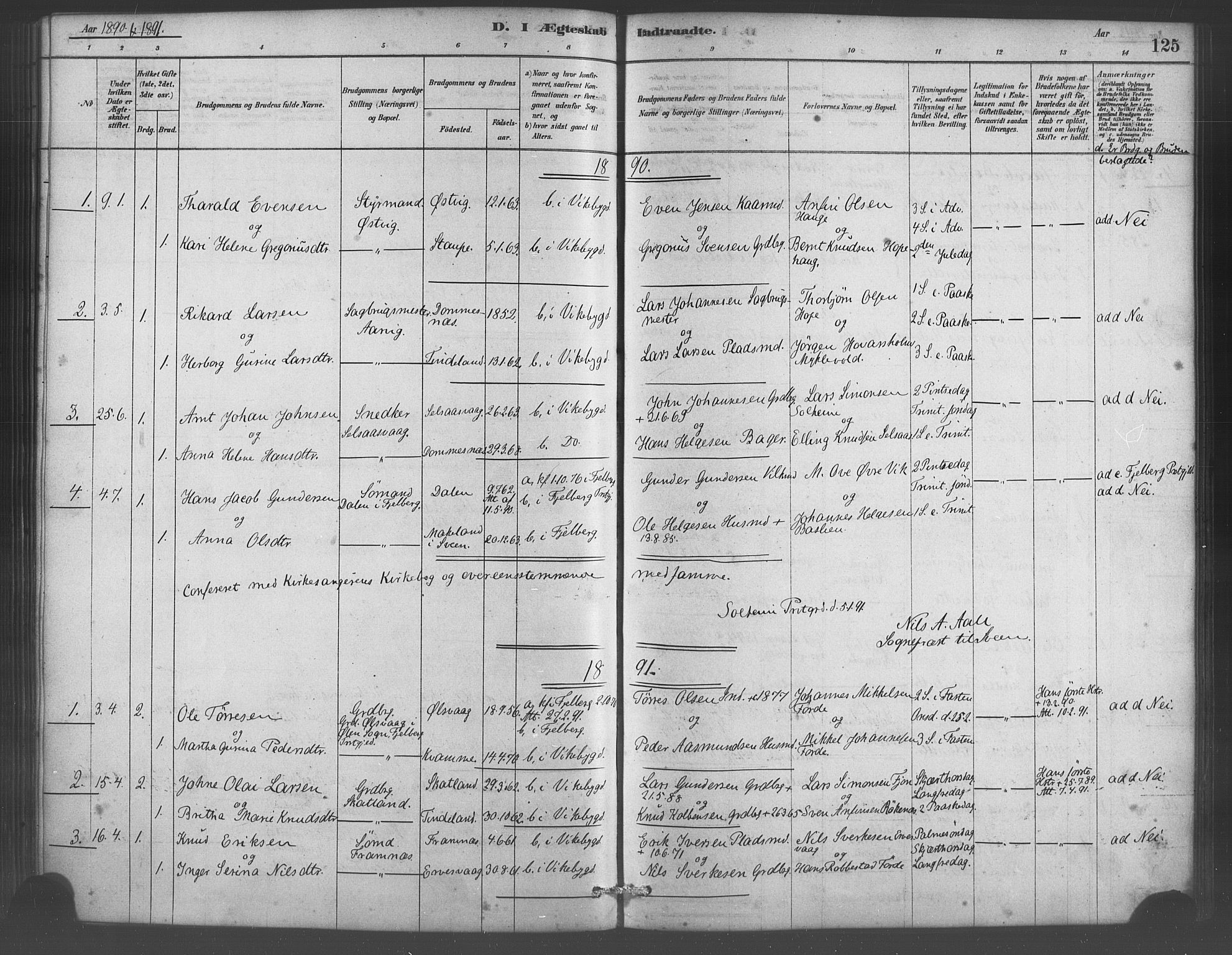 Sveio Sokneprestembete, SAB/A-78501/H/Haa: Parish register (official) no. D 1, 1878-1894, p. 125
