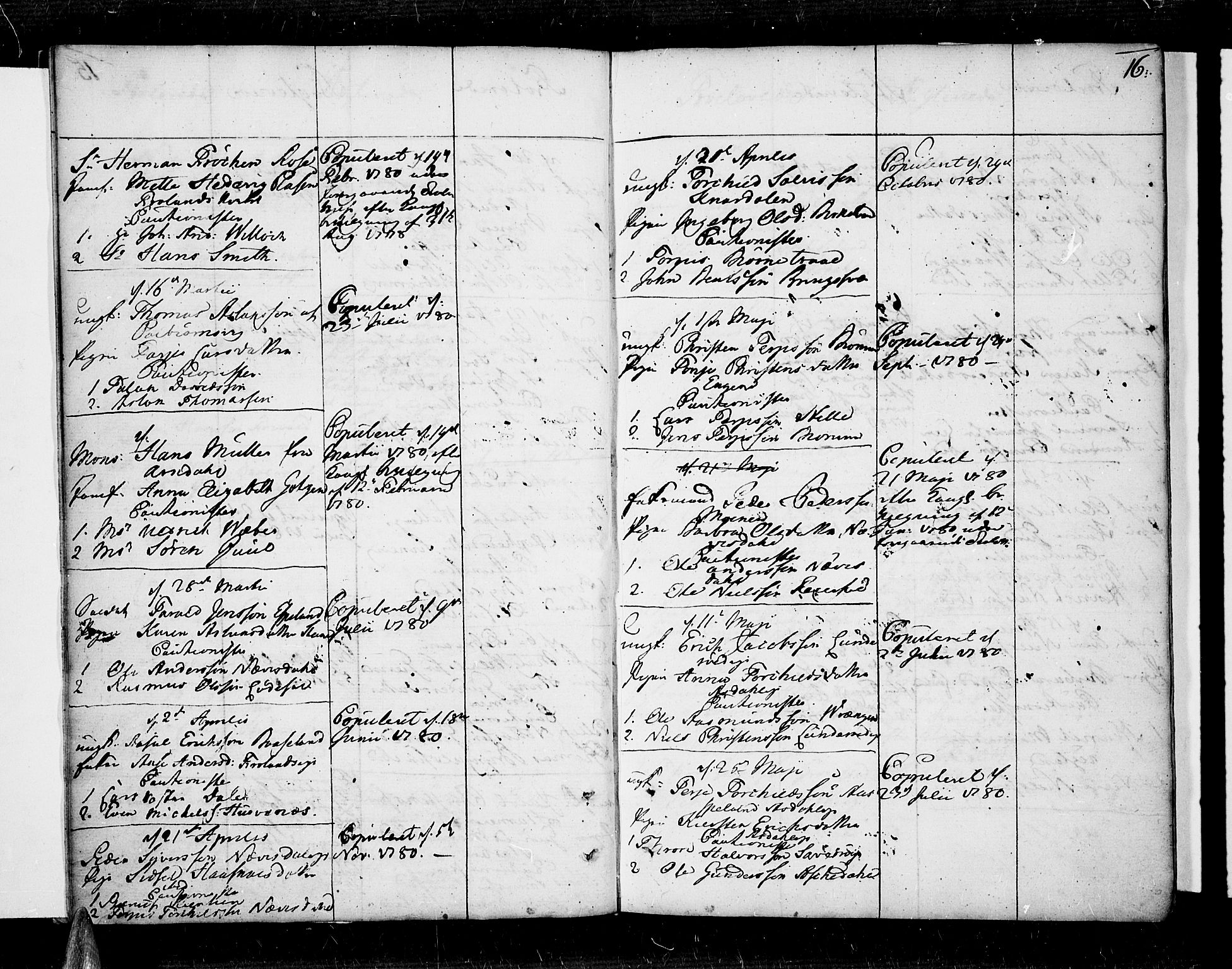 Øyestad sokneprestkontor, AV/SAK-1111-0049/F/Fa/L0009: Parish register (official) no. A 9, 1778-1808, p. 16