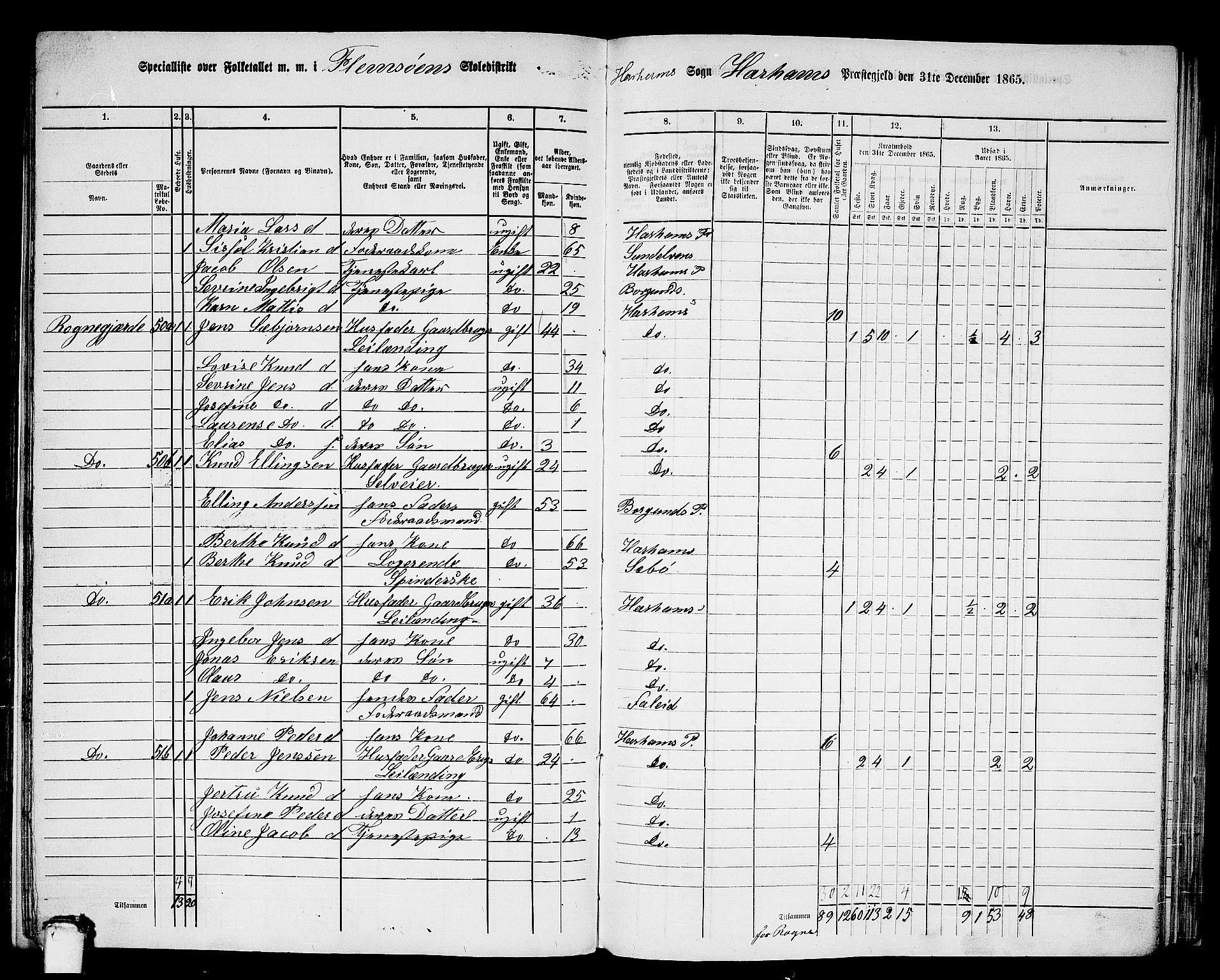 RA, 1865 census for Haram, 1865, p. 27