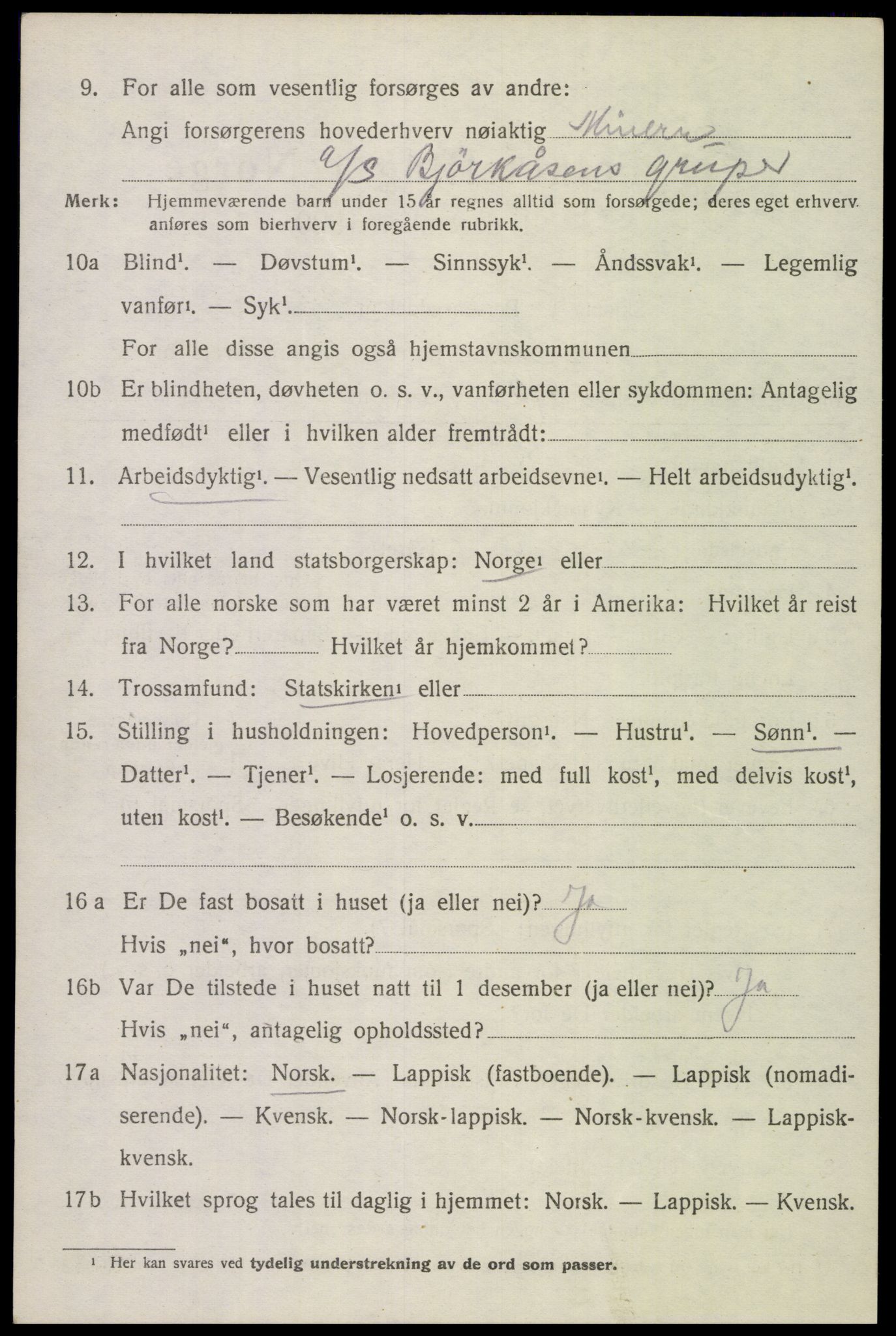 SAT, 1920 census for Evenes, 1920, p. 9089