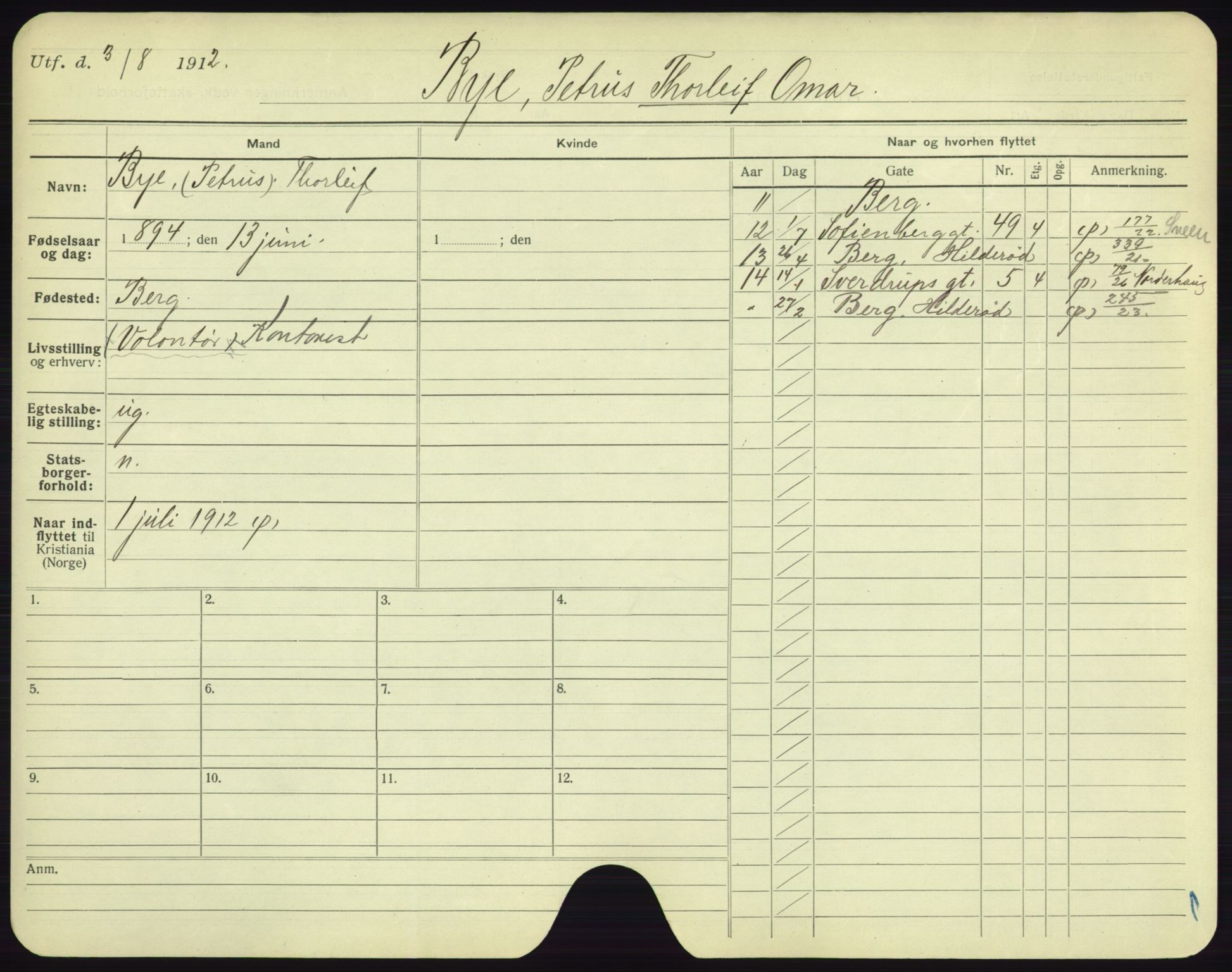 Oslo folkeregister, Registerkort, SAO/A-11715/F/Fa/Fac/L0002: Menn, 1906-1914, p. 426a