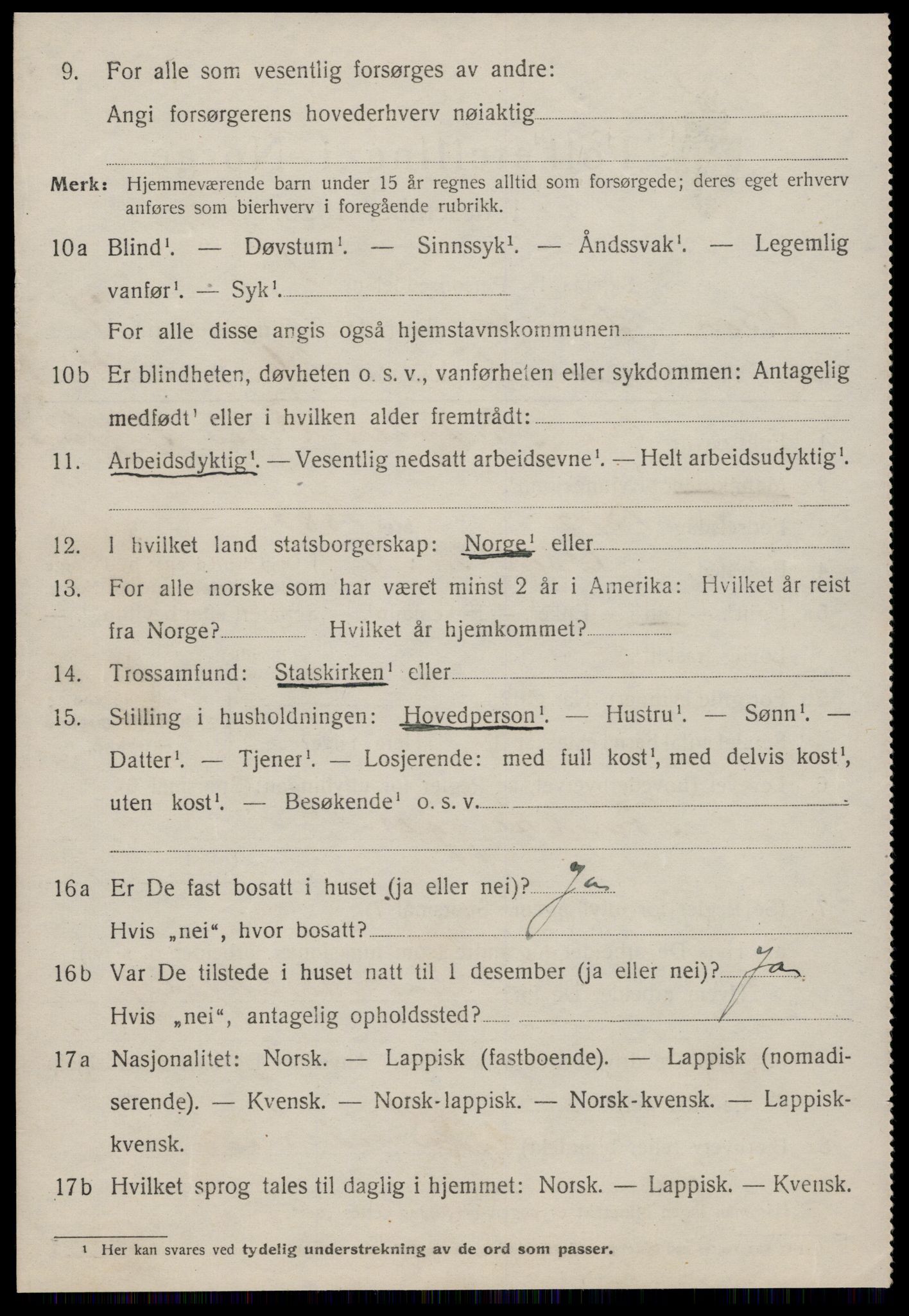 SAT, 1920 census for Osen, 1920, p. 3138