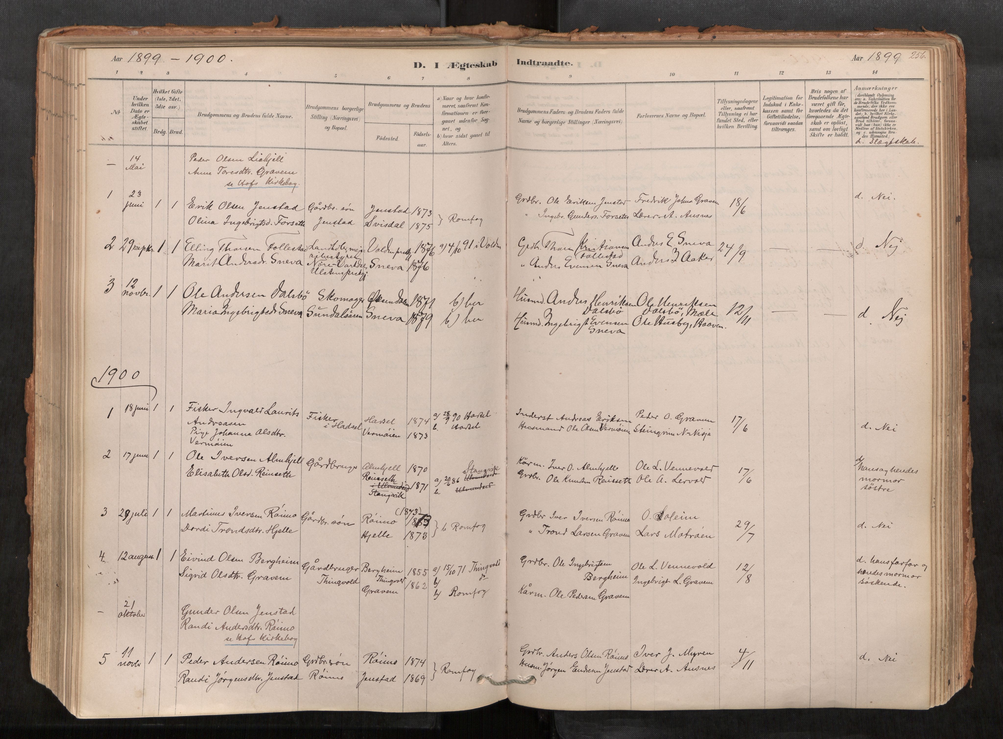 Sunndal sokneprestkontor, AV/SAT-A-1085/1/I/I1/I1a/L0001: Parish register (official) no. 1, 1877-1914, p. 256