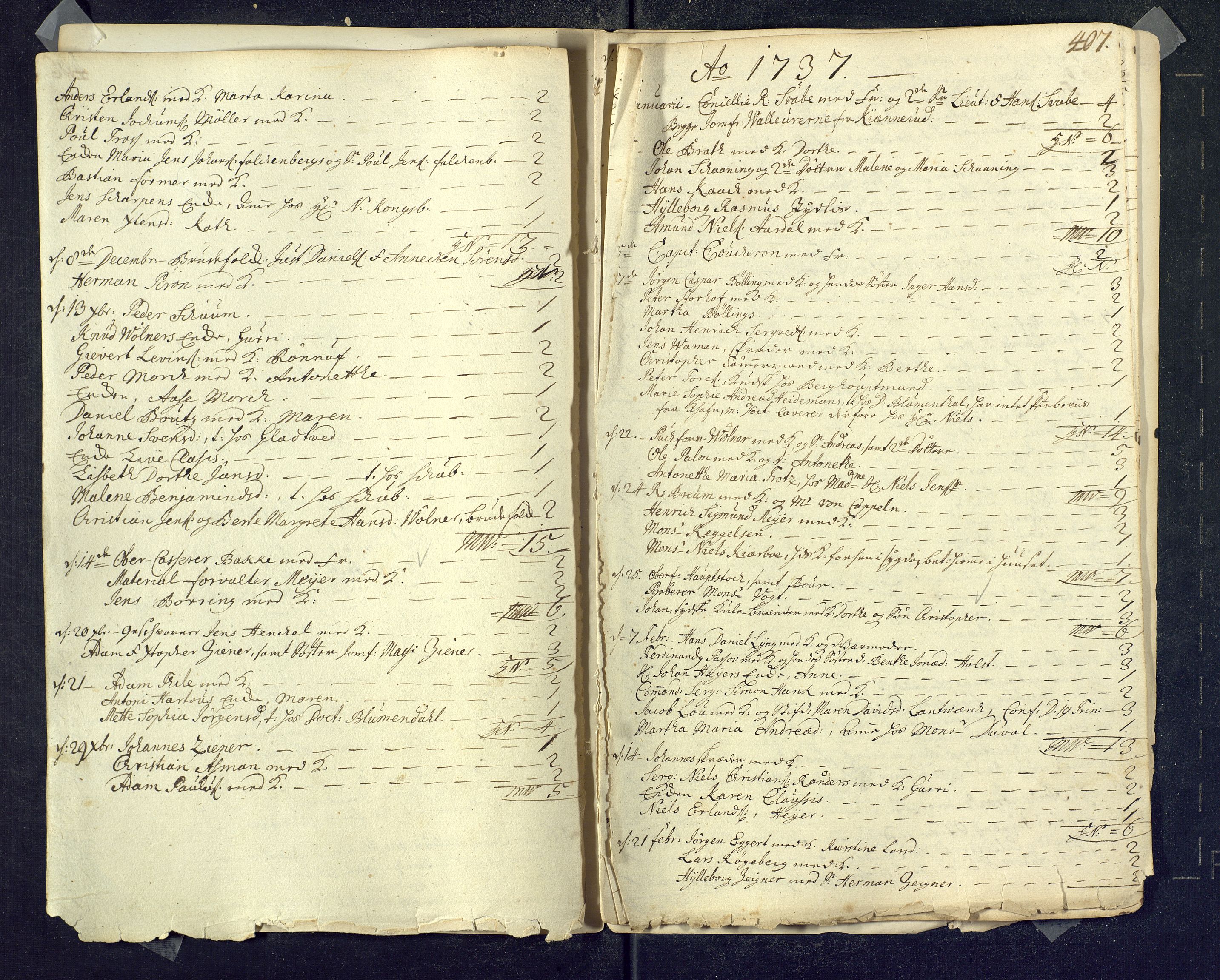 Kongsberg kirkebøker, SAKO/A-22/M/Ma/L0001: Communicants register no. 1, 1731-1739, p. 407