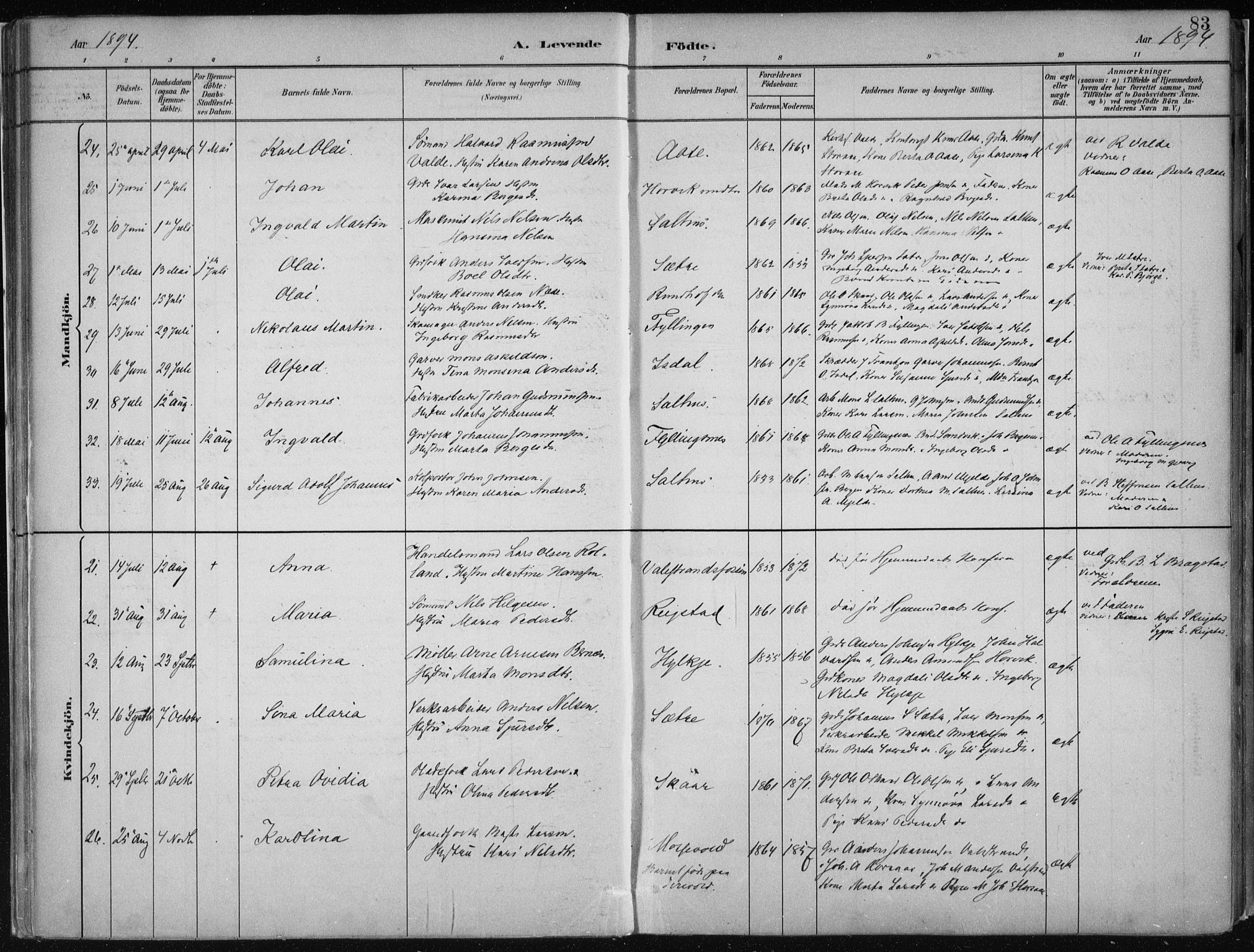 Hamre sokneprestembete, AV/SAB-A-75501/H/Ha/Haa/Haab/L0001: Parish register (official) no. B  1, 1882-1905, p. 83