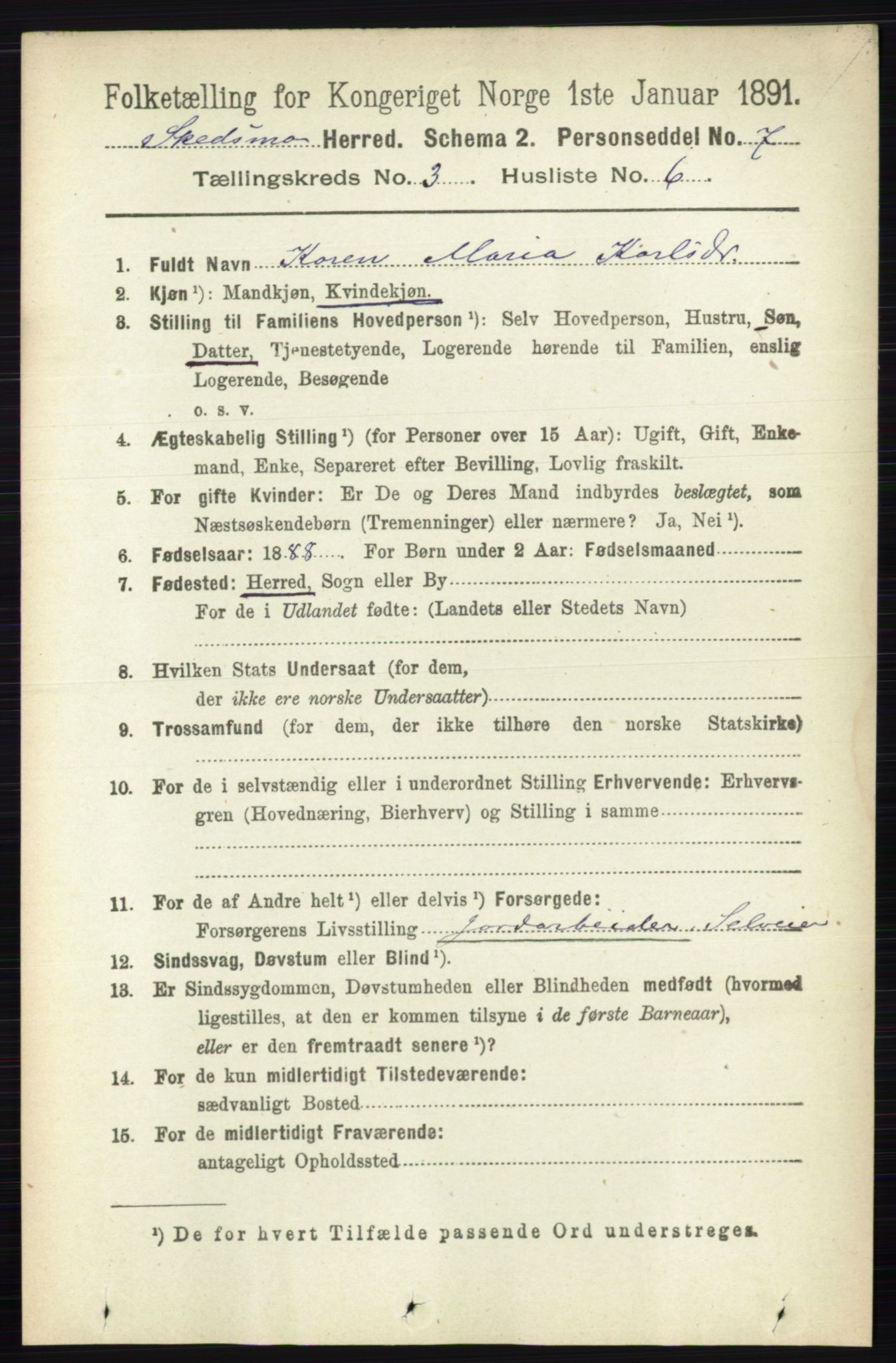 RA, 1891 census for 0231 Skedsmo, 1891, p. 1340