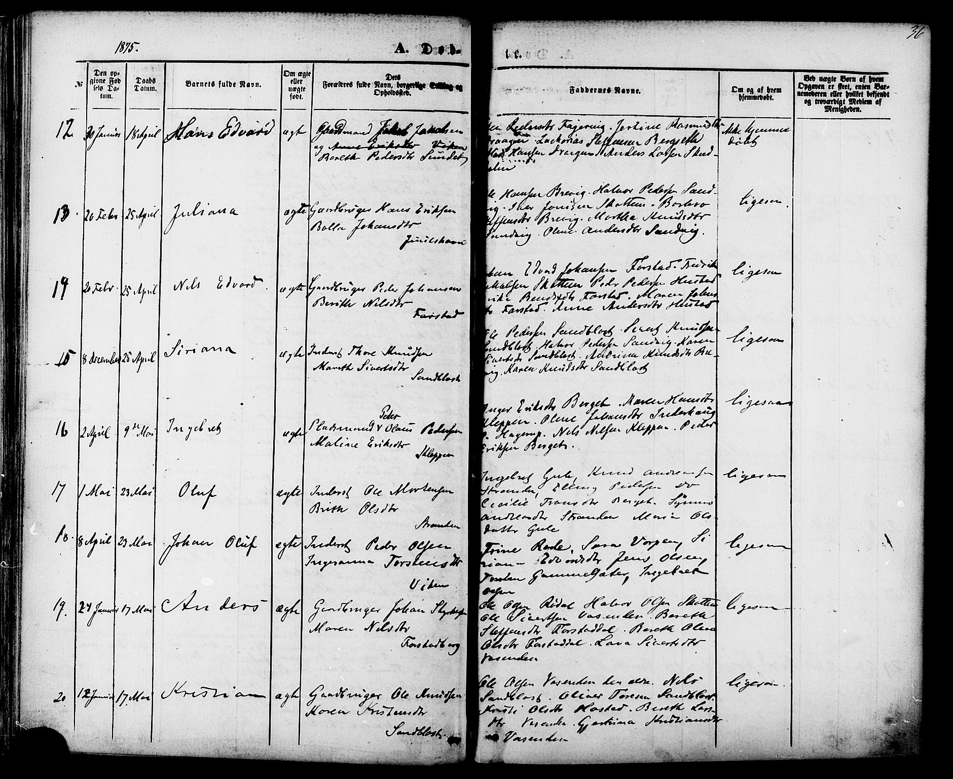 Ministerialprotokoller, klokkerbøker og fødselsregistre - Møre og Romsdal, AV/SAT-A-1454/566/L0768: Parish register (official) no. 566A07, 1869-1881, p. 36