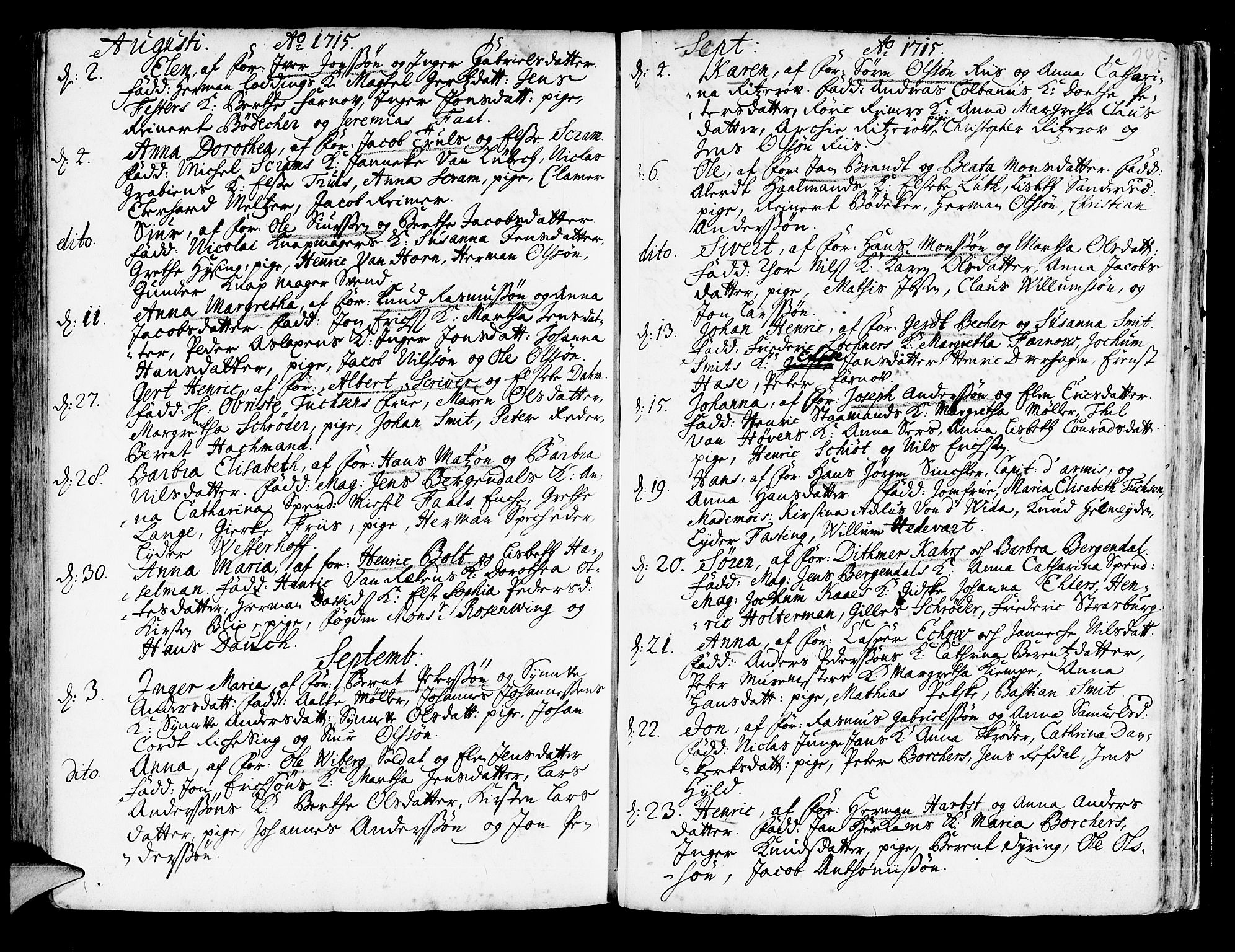 Korskirken sokneprestembete, AV/SAB-A-76101/H/Haa/L0003: Parish register (official) no. A 3, 1698-1719, p. 245