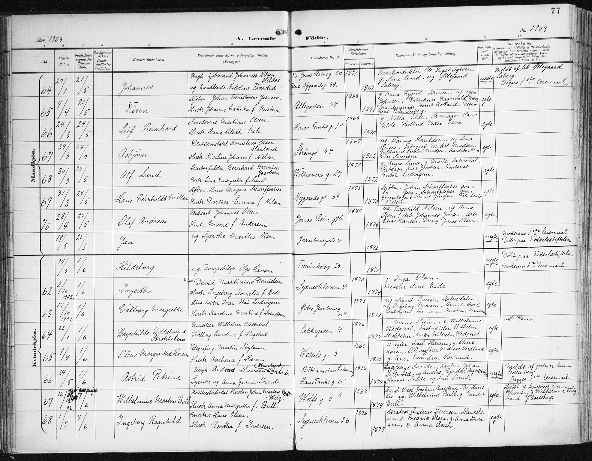 Johanneskirken sokneprestembete, AV/SAB-A-76001/H/Haa/L0002: Parish register (official) no. A 2, 1900-1912, p. 77