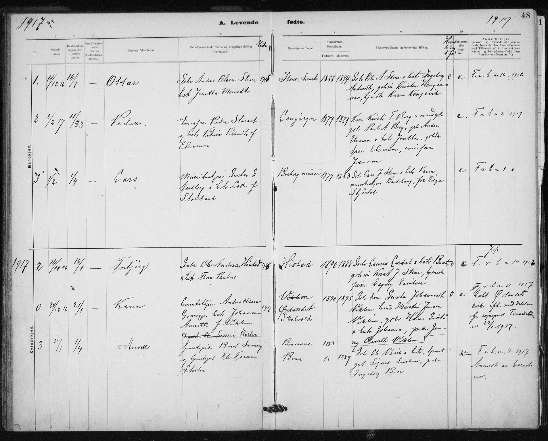 Ministerialprotokoller, klokkerbøker og fødselsregistre - Sør-Trøndelag, SAT/A-1456/612/L0381: Parish register (official) no. 612A13, 1907-1923, p. 48