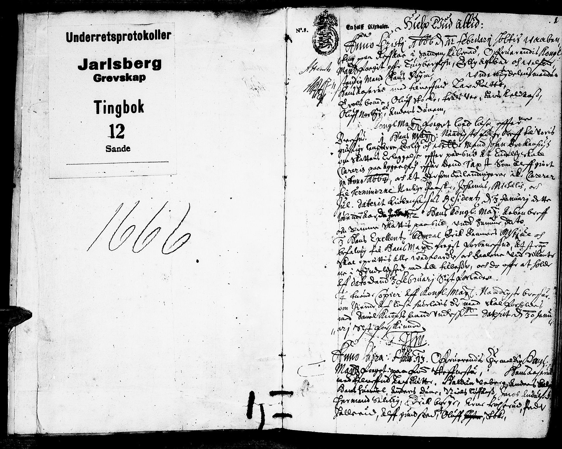 Jarlsberg-sorenskriveriene, SAKO/A-79/F/Fa/L0002: Tingbok, 1666, p. 1