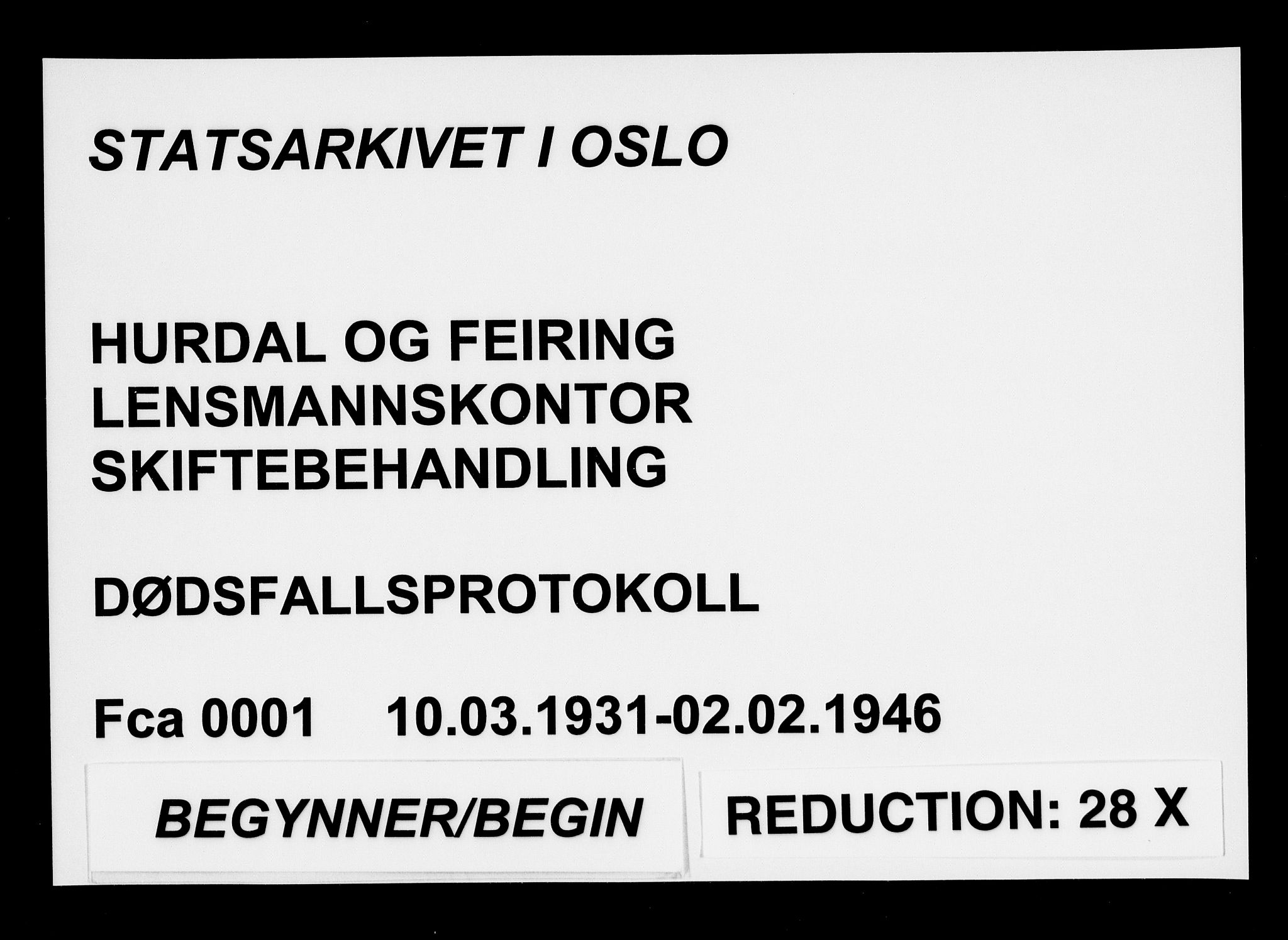 Hurdal og Feiring  lensmannskontor, AV/SAO-A-10266b/H/Ha/Haa/L0001: Dødsfallprotokoll, 1931-1946