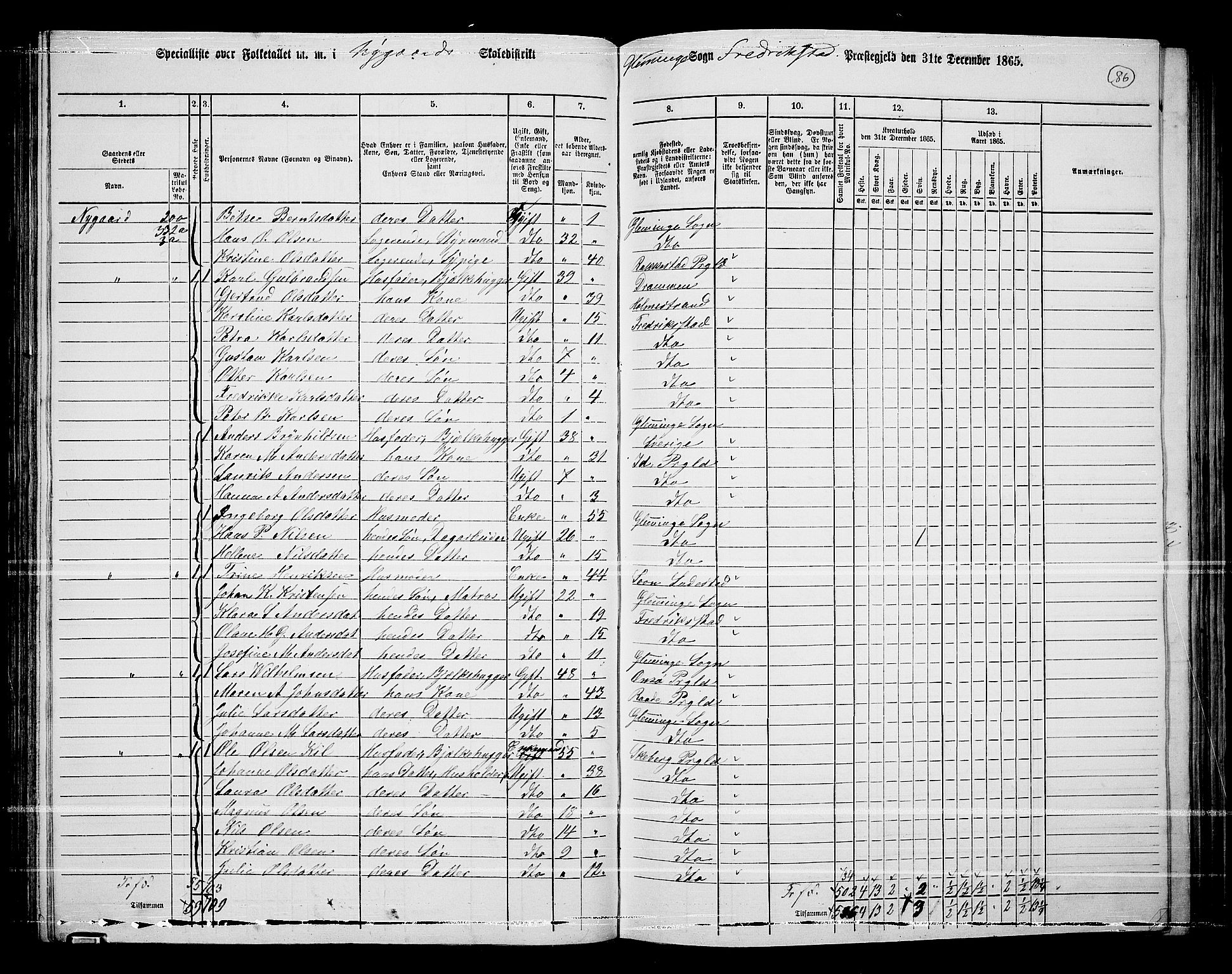 RA, 1865 census for Fredrikstad/Glemmen, 1865, p. 82