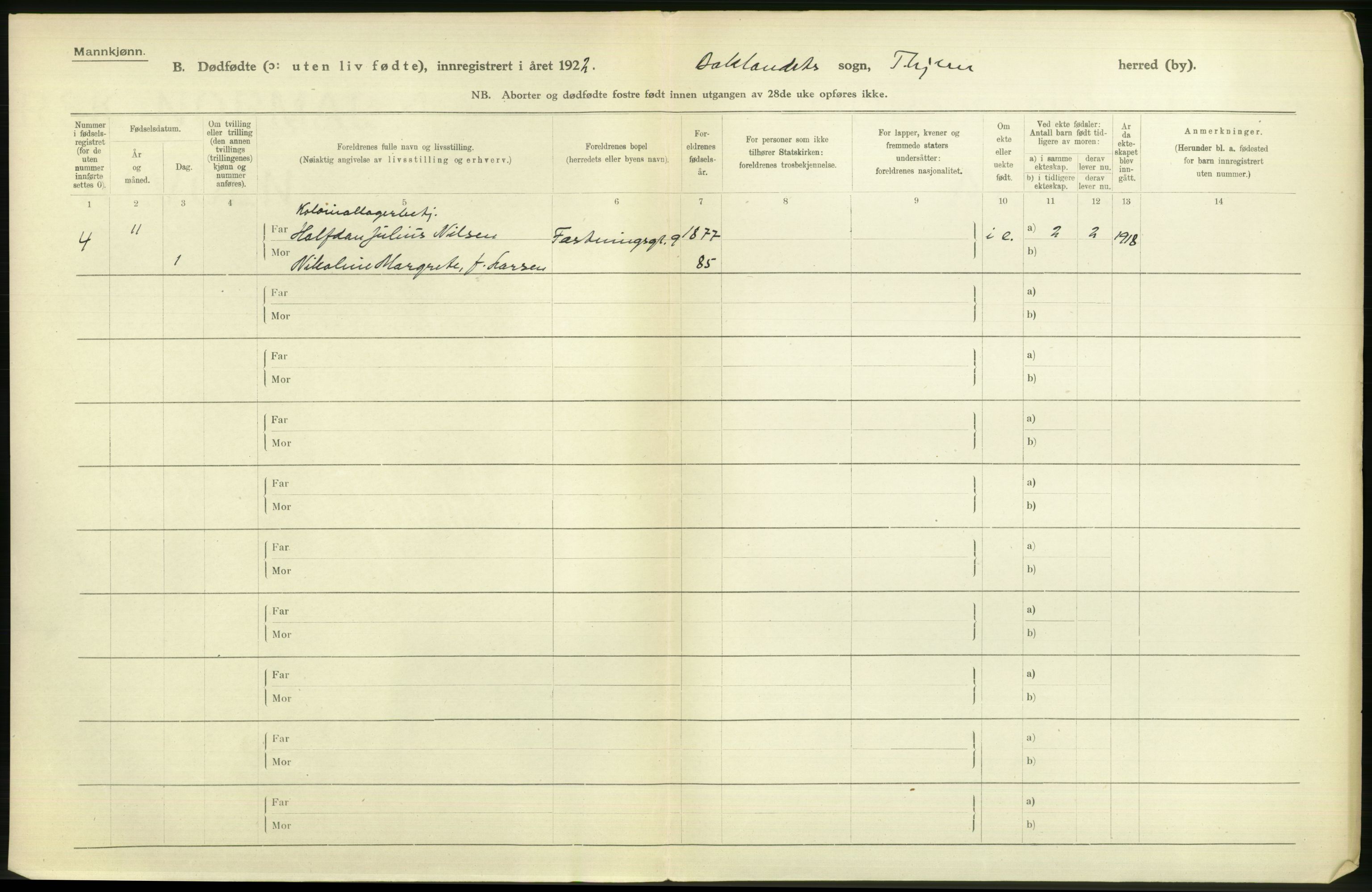 Statistisk sentralbyrå, Sosiodemografiske emner, Befolkning, AV/RA-S-2228/D/Df/Dfc/Dfcb/L0040: Trondheim: Gifte, døde, dødfødte., 1922, p. 470