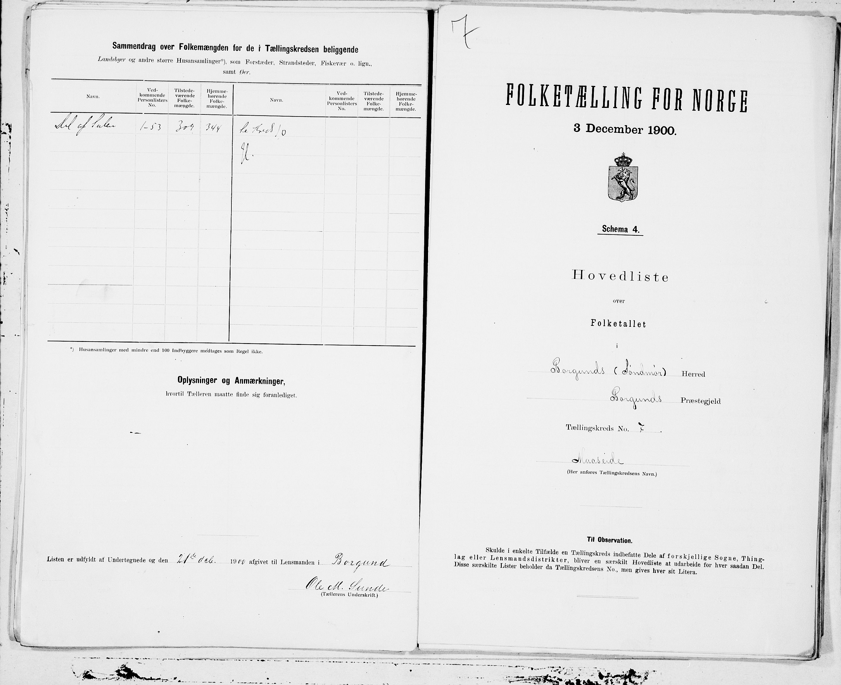 SAT, 1900 census for Borgund, 1900, p. 14