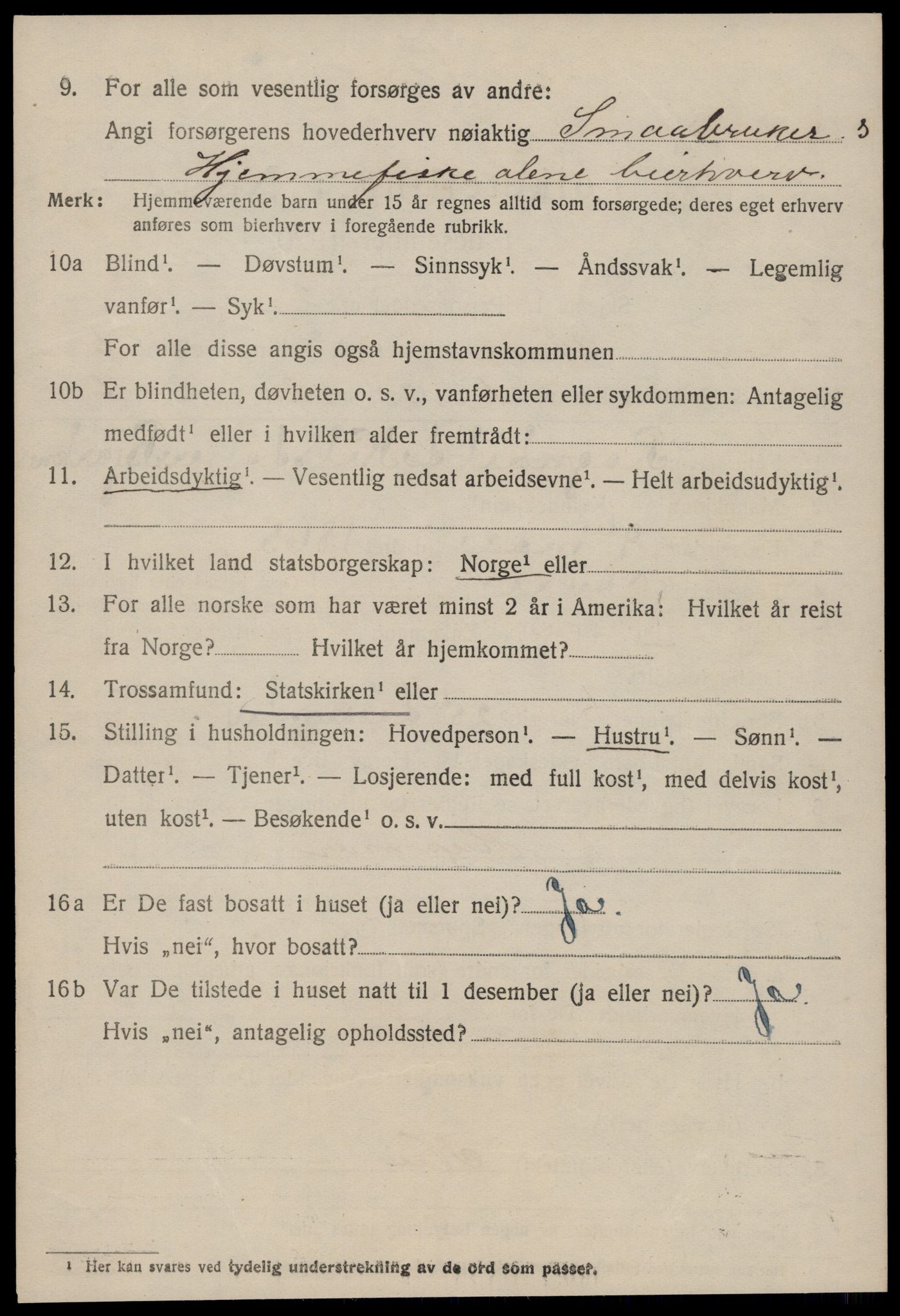 SAT, 1920 census for Aure, 1920, p. 2457