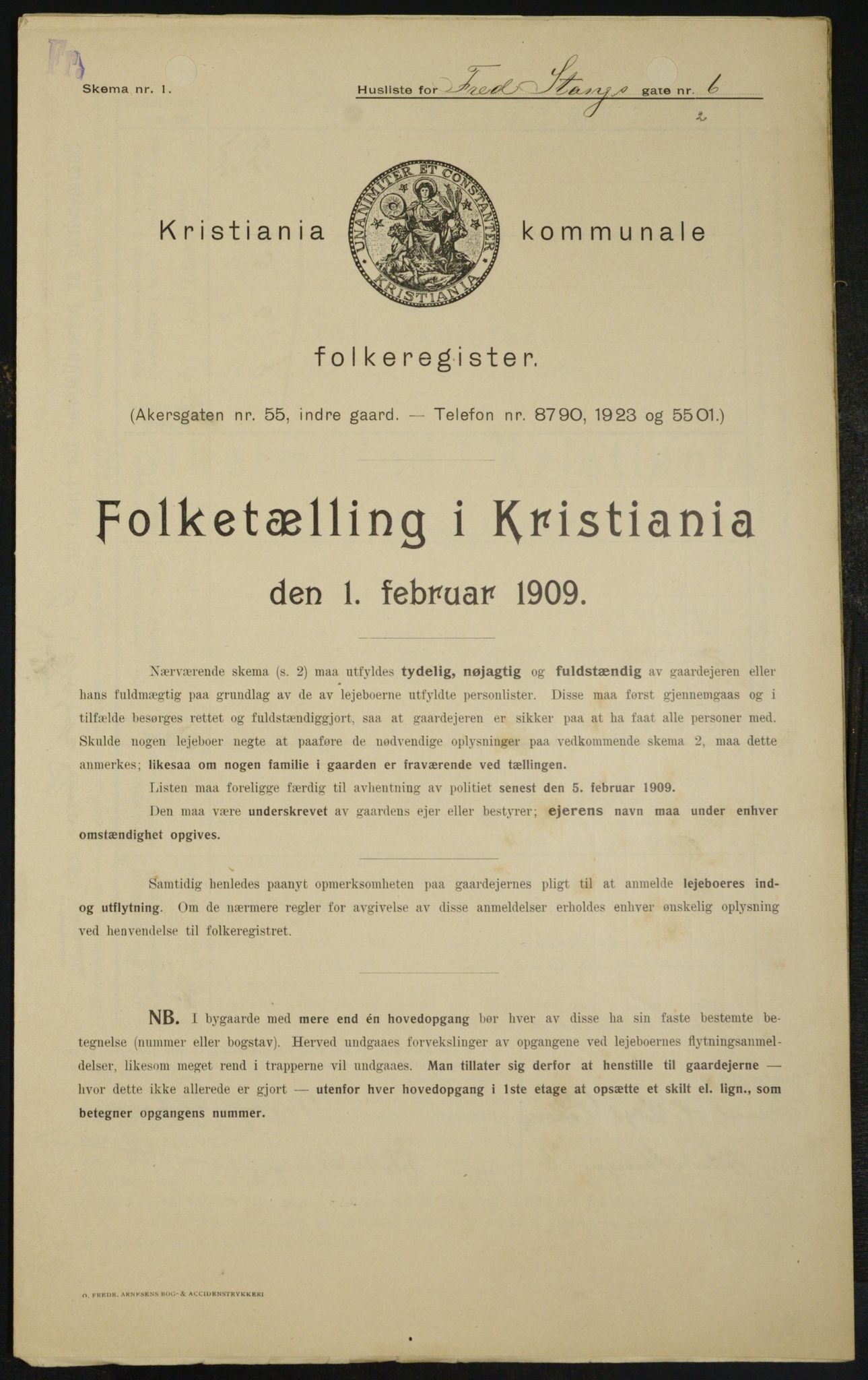 OBA, Municipal Census 1909 for Kristiania, 1909, p. 24100