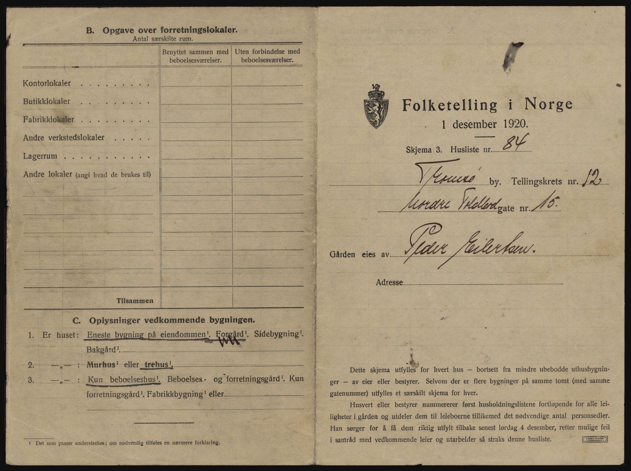 SATØ, 1920 census for Tromsø, 1920, p. 2121