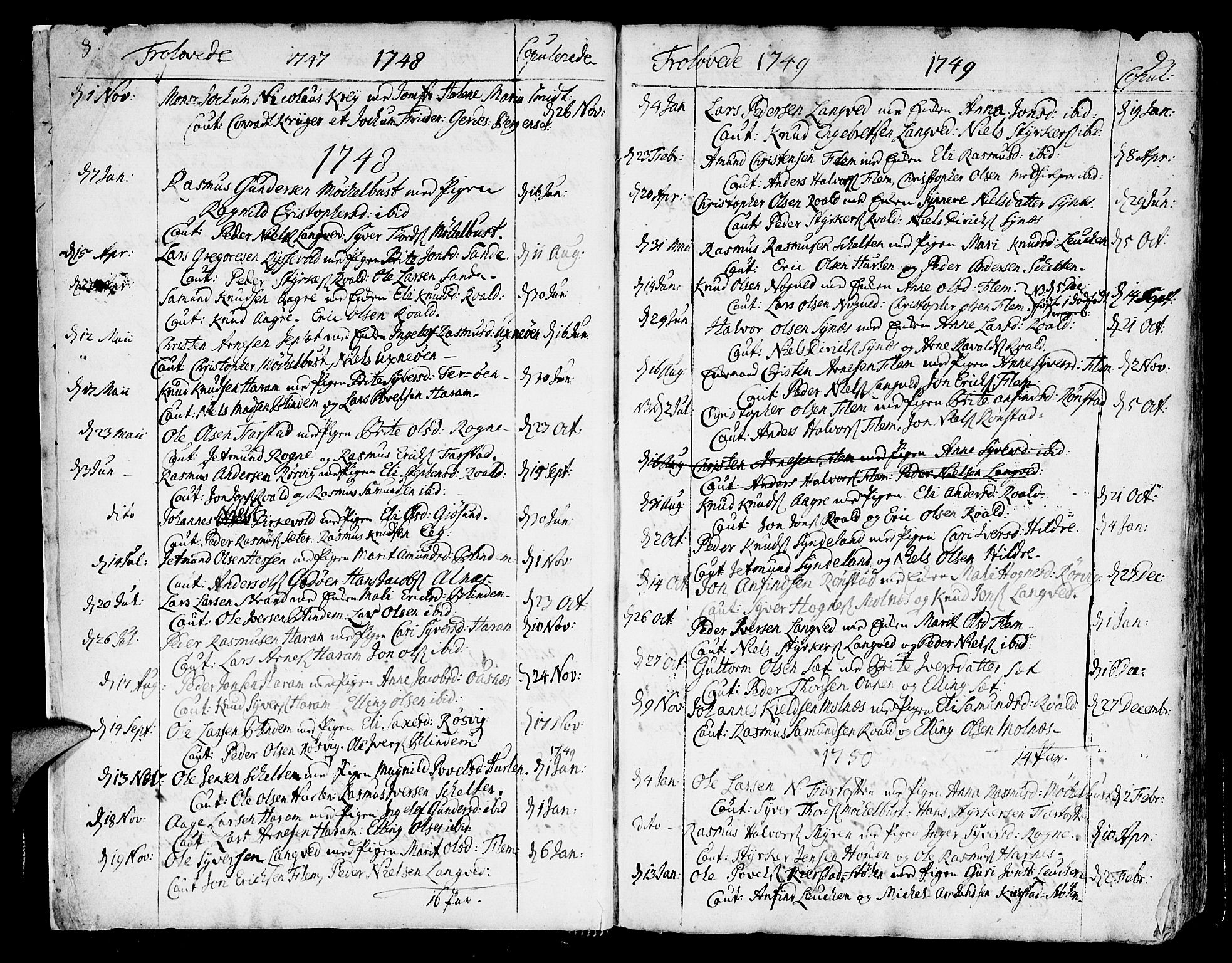 Ministerialprotokoller, klokkerbøker og fødselsregistre - Møre og Romsdal, AV/SAT-A-1454/536/L0493: Parish register (official) no. 536A02, 1739-1802, p. 8-9